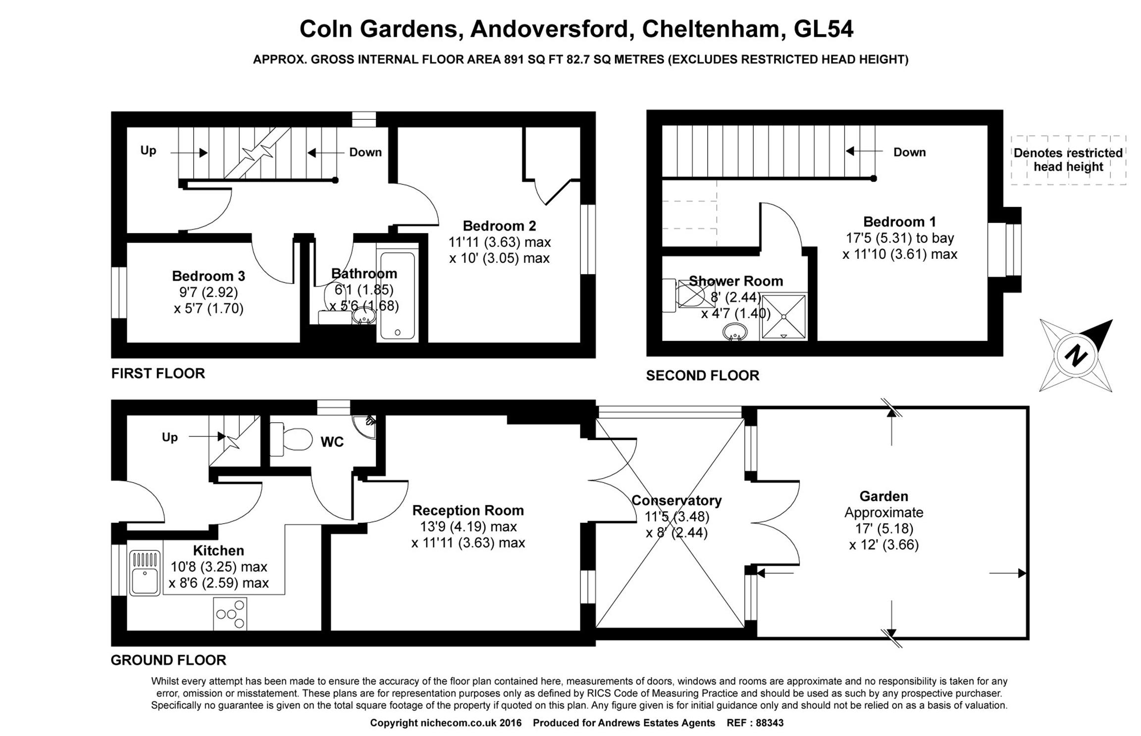 3 Bedrooms Terraced house for sale in Coln Gardens, Andoversford, Cheltenham, Glos GL54