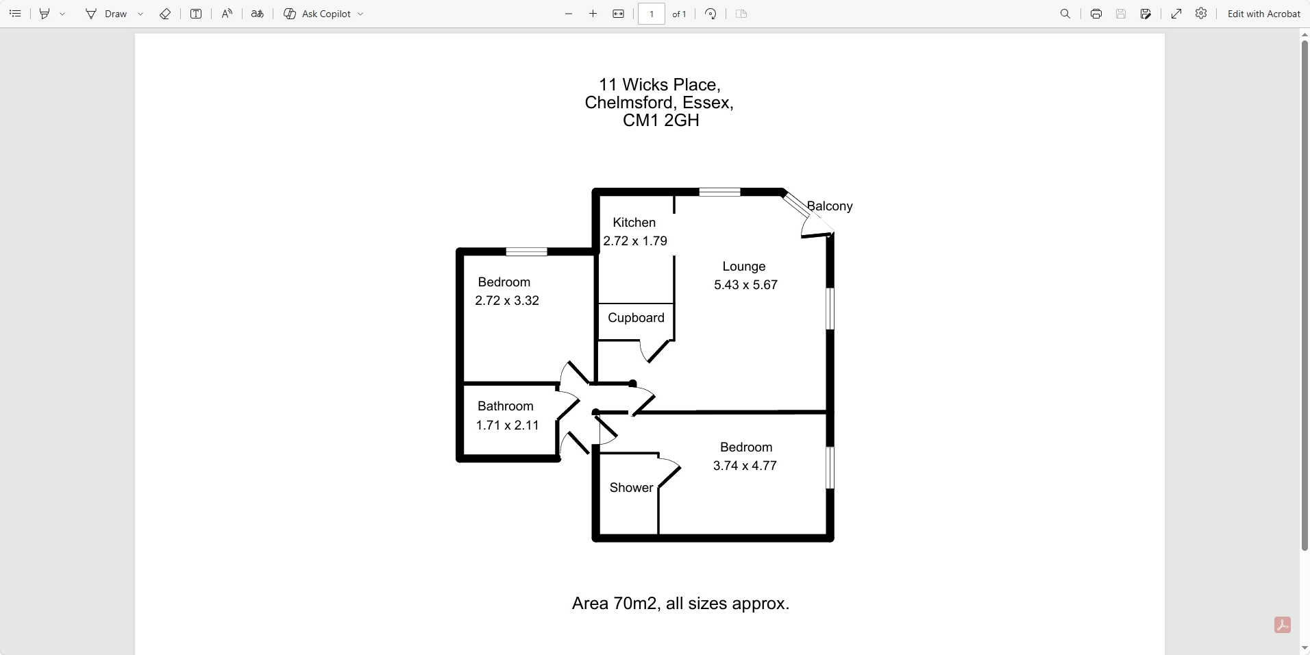 11, Wicks Place, Chelmsford floorplan