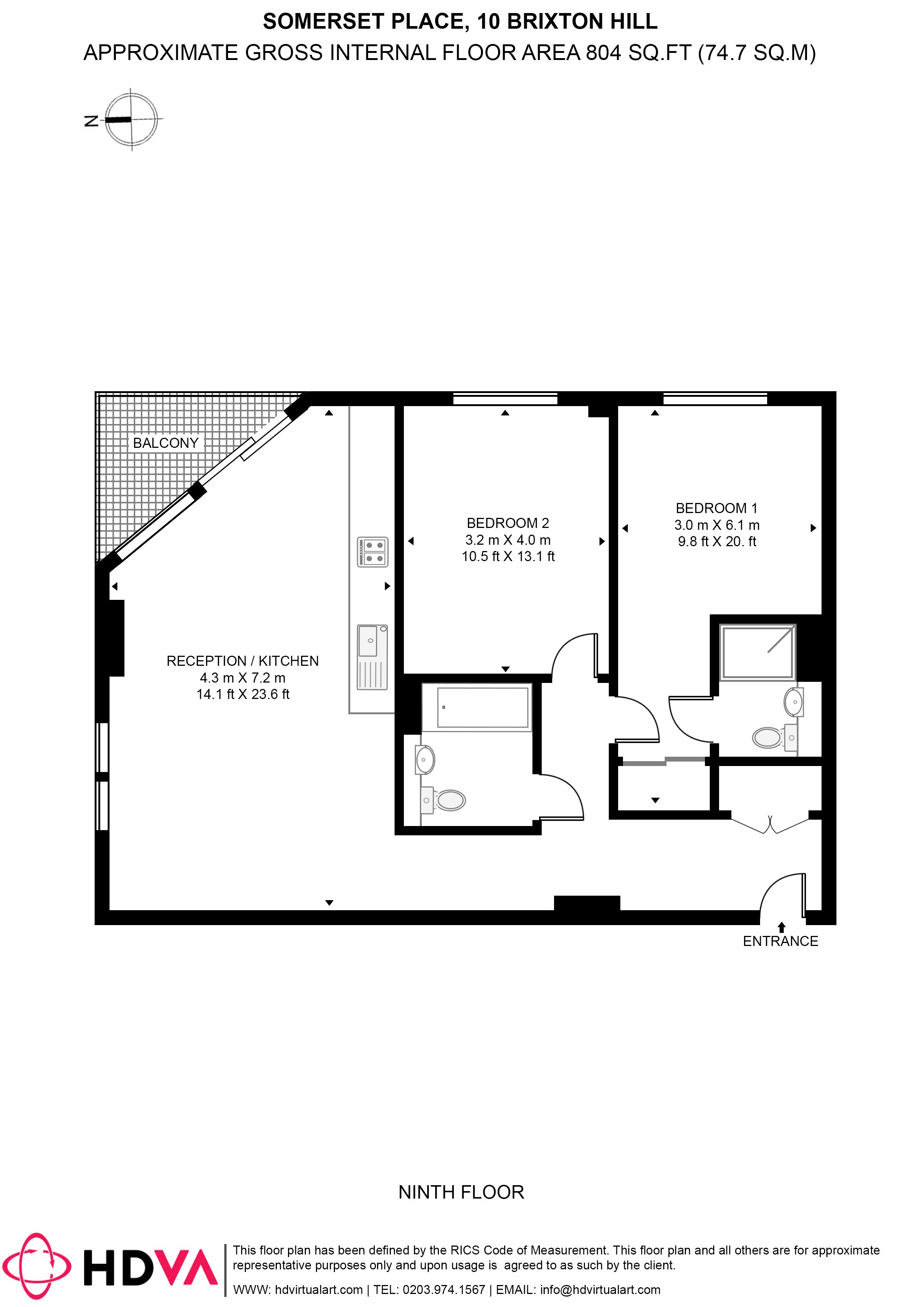 Flat 45, Somerset Place, 10, Brixton Hill, London floorplan