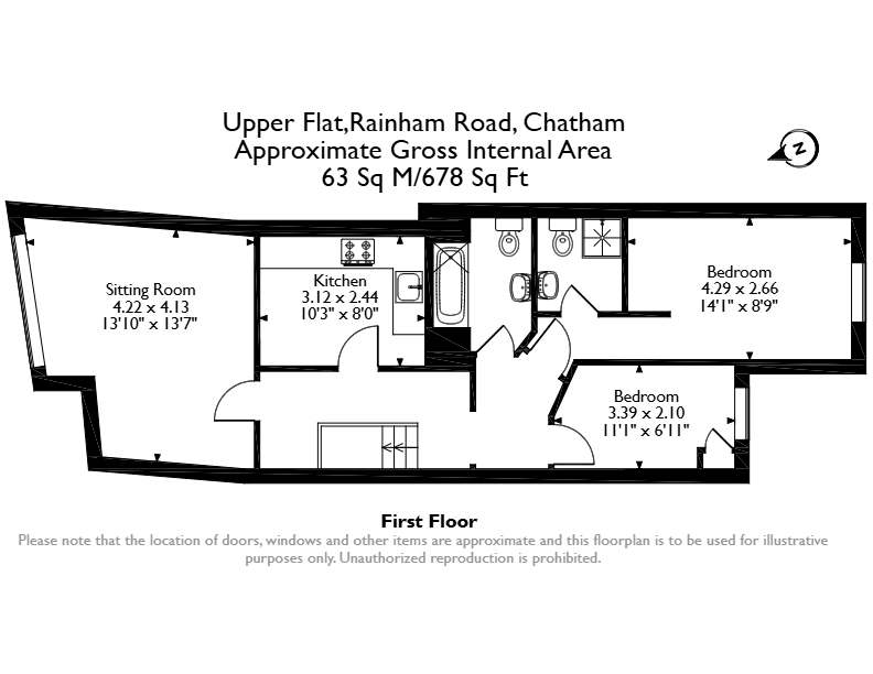 Upper Flat, 132, Rainham Road, Chatham floorplan