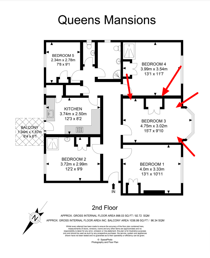 Room 3, Flat 3, Queens Mansions, Watford Way, Hendon Central floorplan