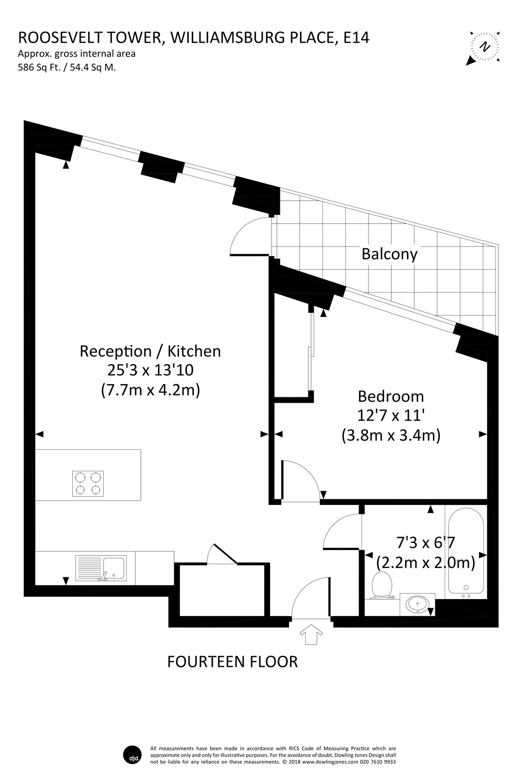 1 Bedrooms Flat to rent in Roosevelt Tower, 18 Williamsburg Plaza, London E14