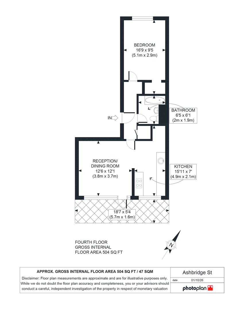 Flat 27, 1, Ashbridge Street, London floorplan