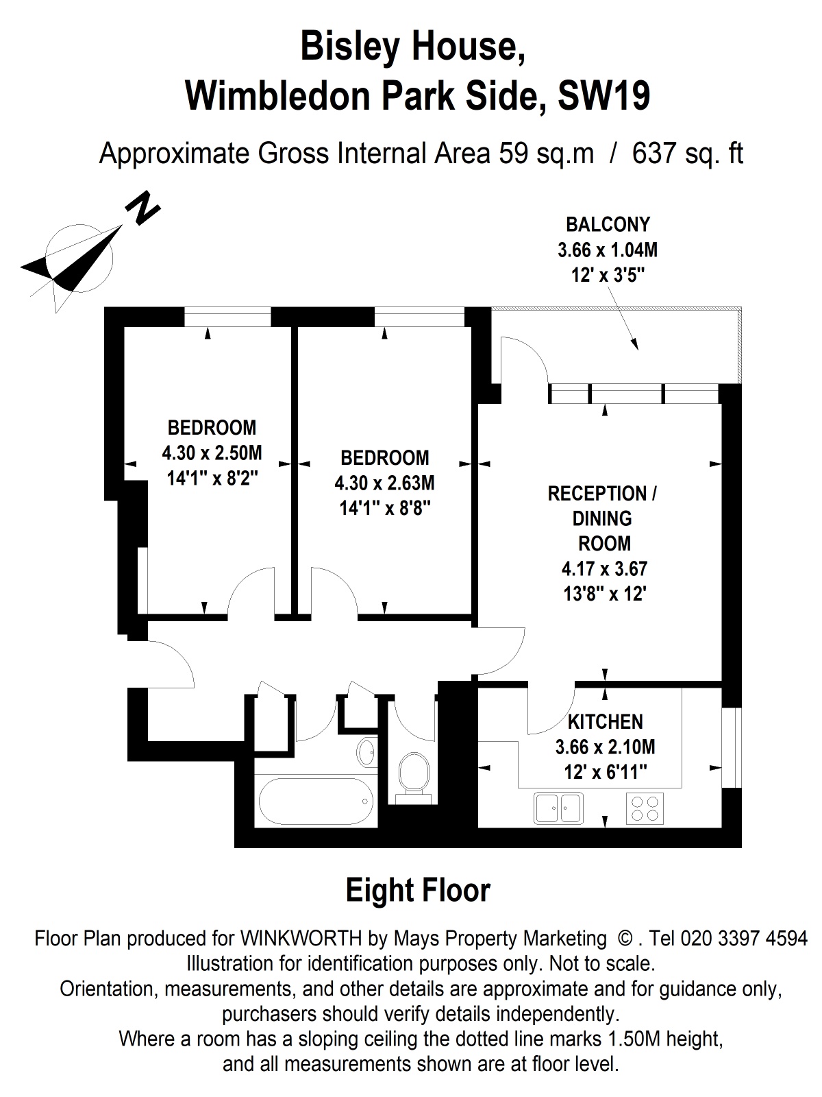 Flat 35, Bisley House,, Wimbledon Park Side, London floorplan