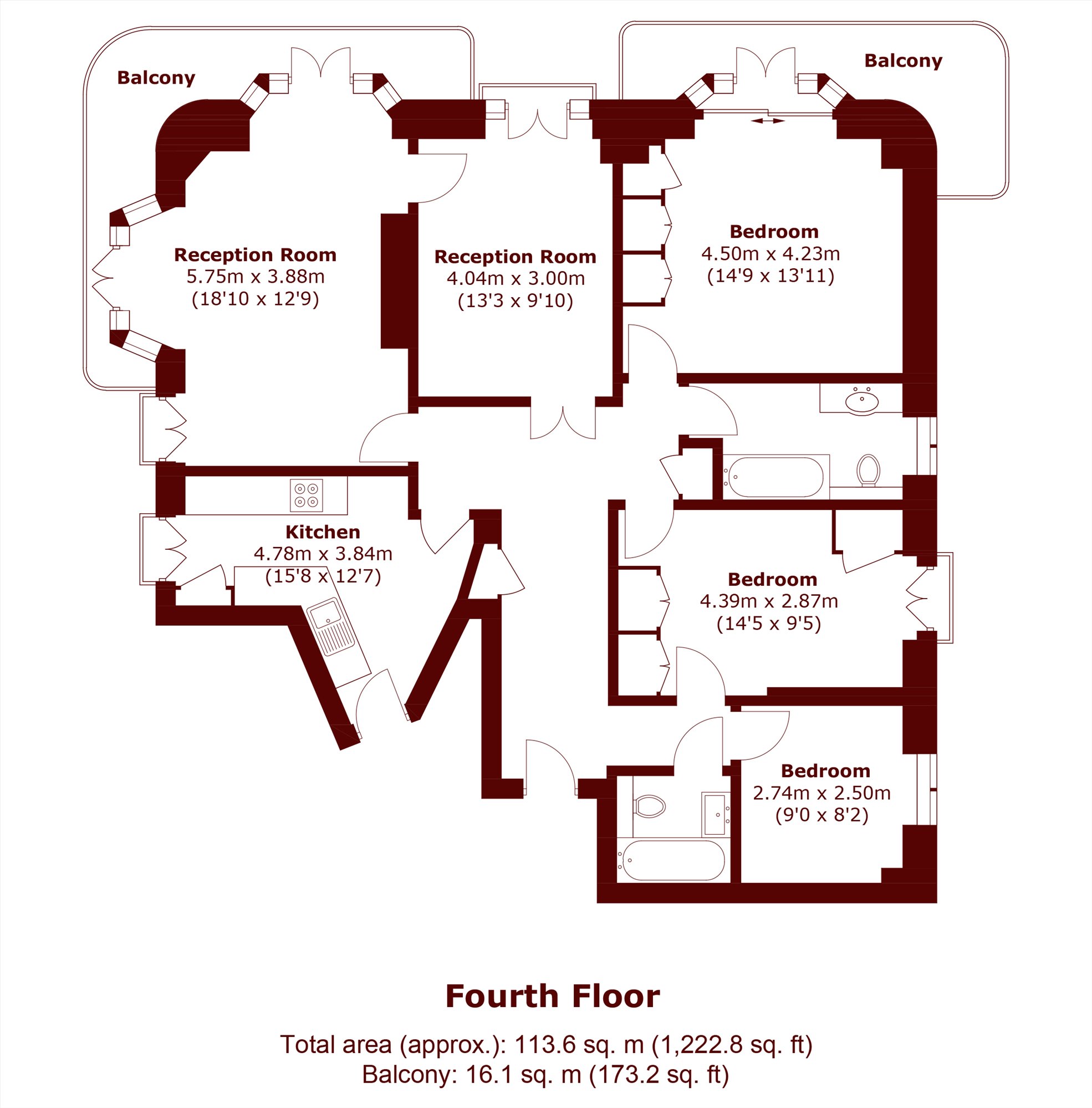 Flat 166, Dorset House, Gloucester Place, London floorplan