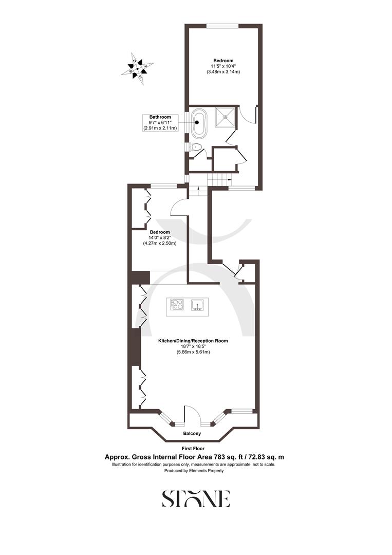 Flat 3, 6, Royal Crescent, Brighton floorplan
