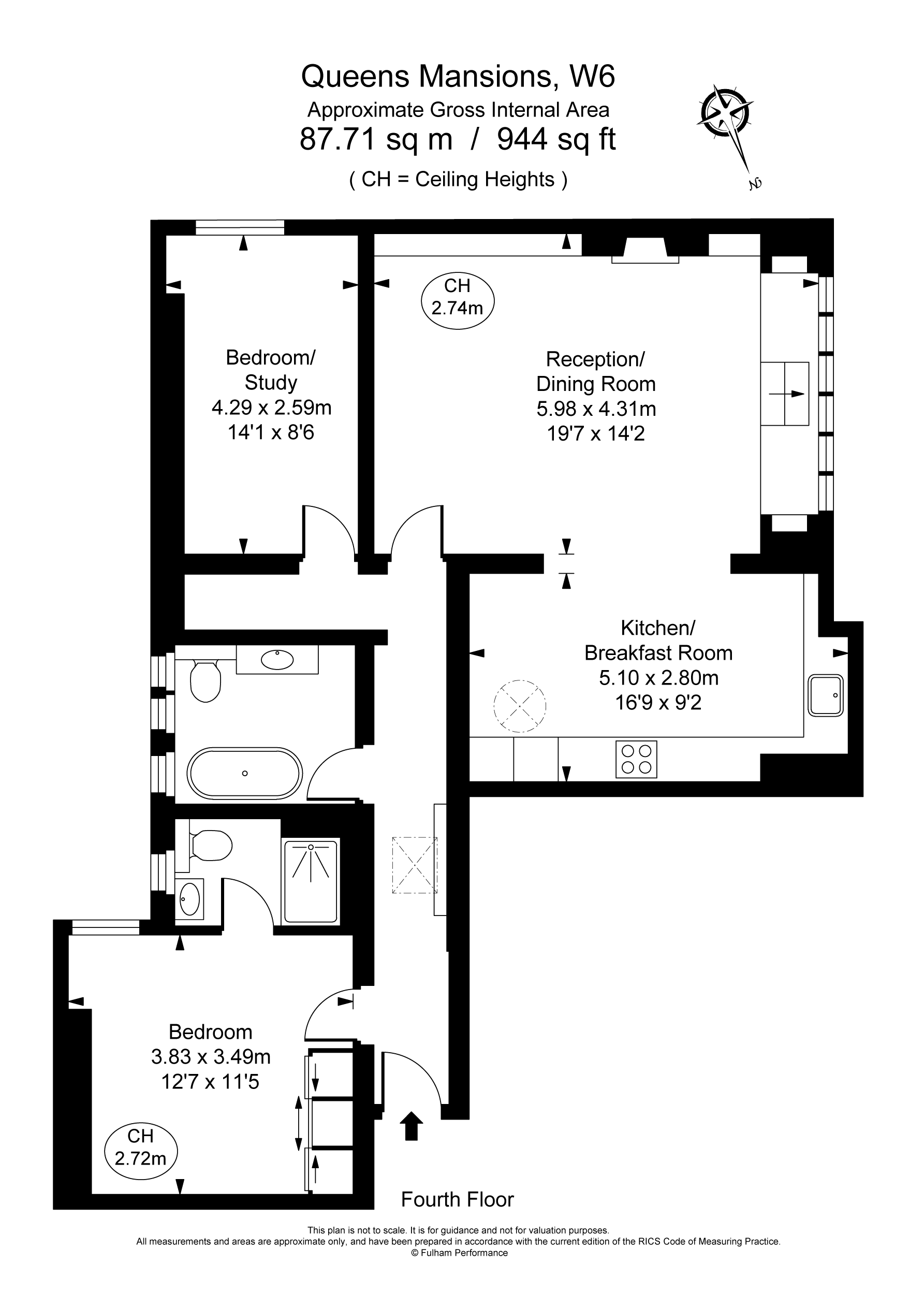 Queens Mansions, Brook Green, London W6, 2 bedroom flat to rent 64545444 PrimeLocation