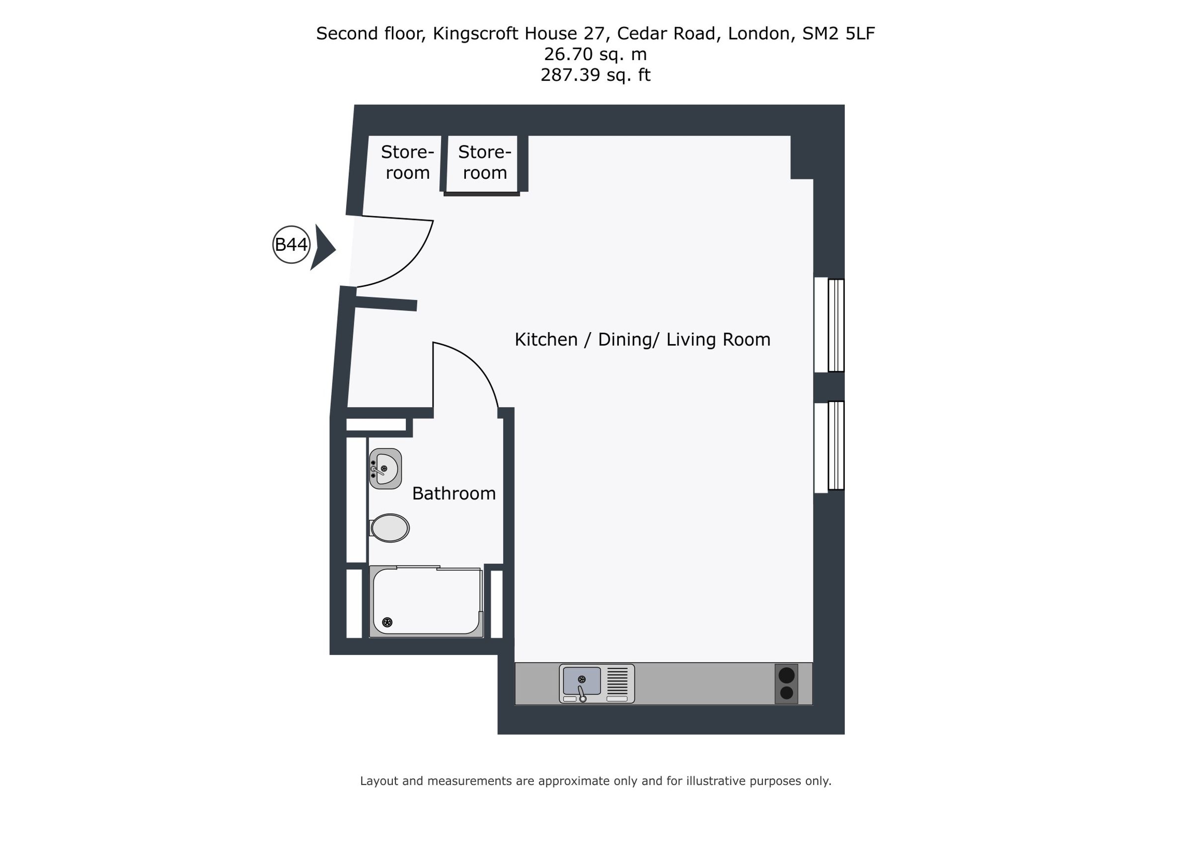 Flat 44, Kingscroft House 27 Cedar Road, London floorplan