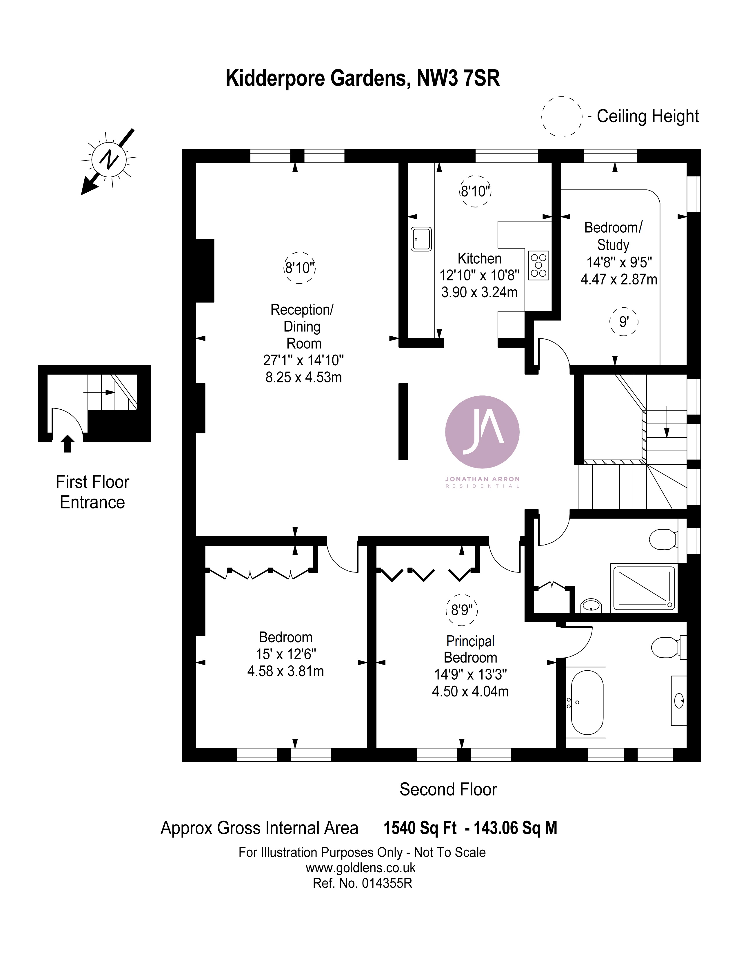 Kidderpore Gardens, Hampstead, London NW3, 3 bedroom flat for sale
