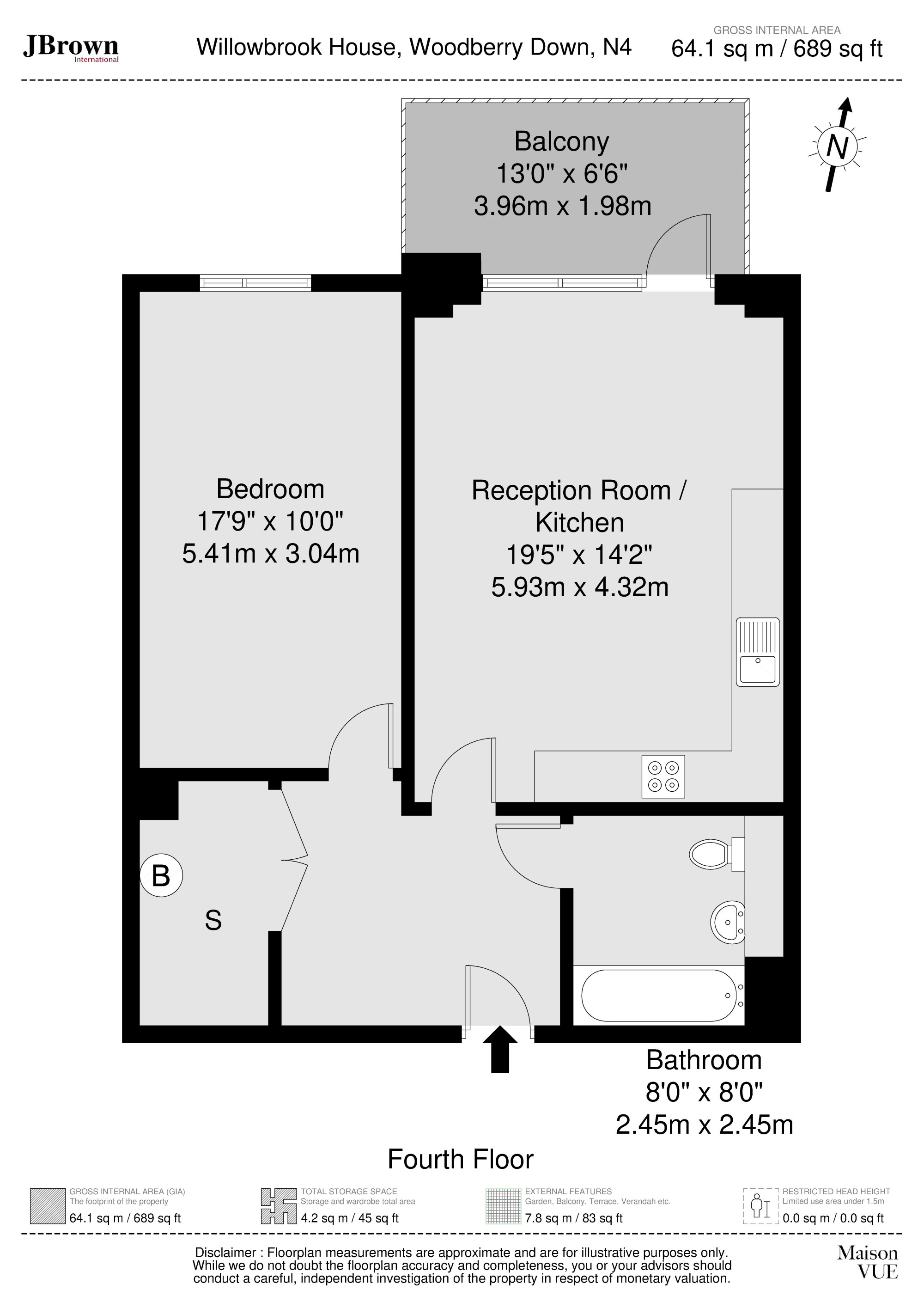 1 bed flat for sale in Willowbrook House, Coster Avenue, London