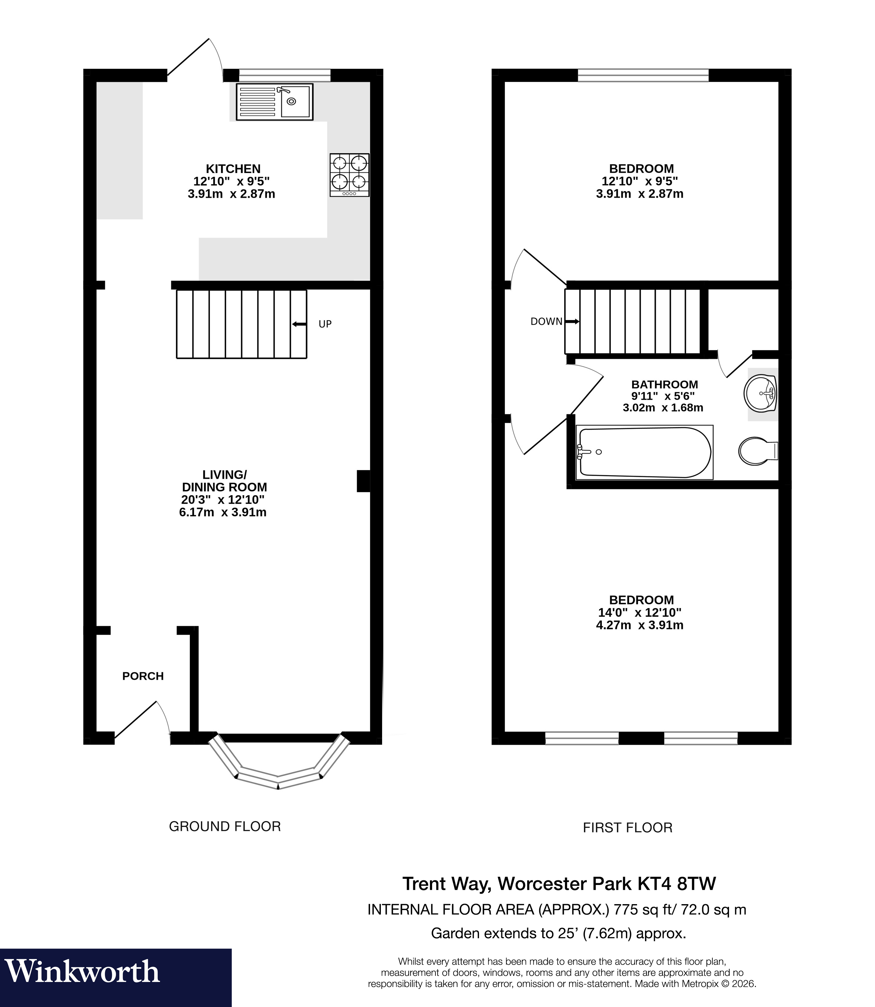 3, Trent Way, Worcester Park floorplan