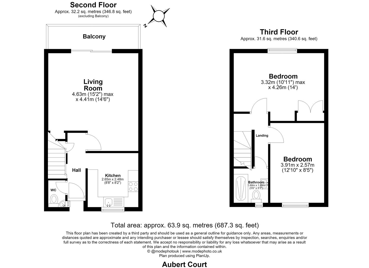 Flat 97, Aubert Court, Avenell Road, London floorplan
