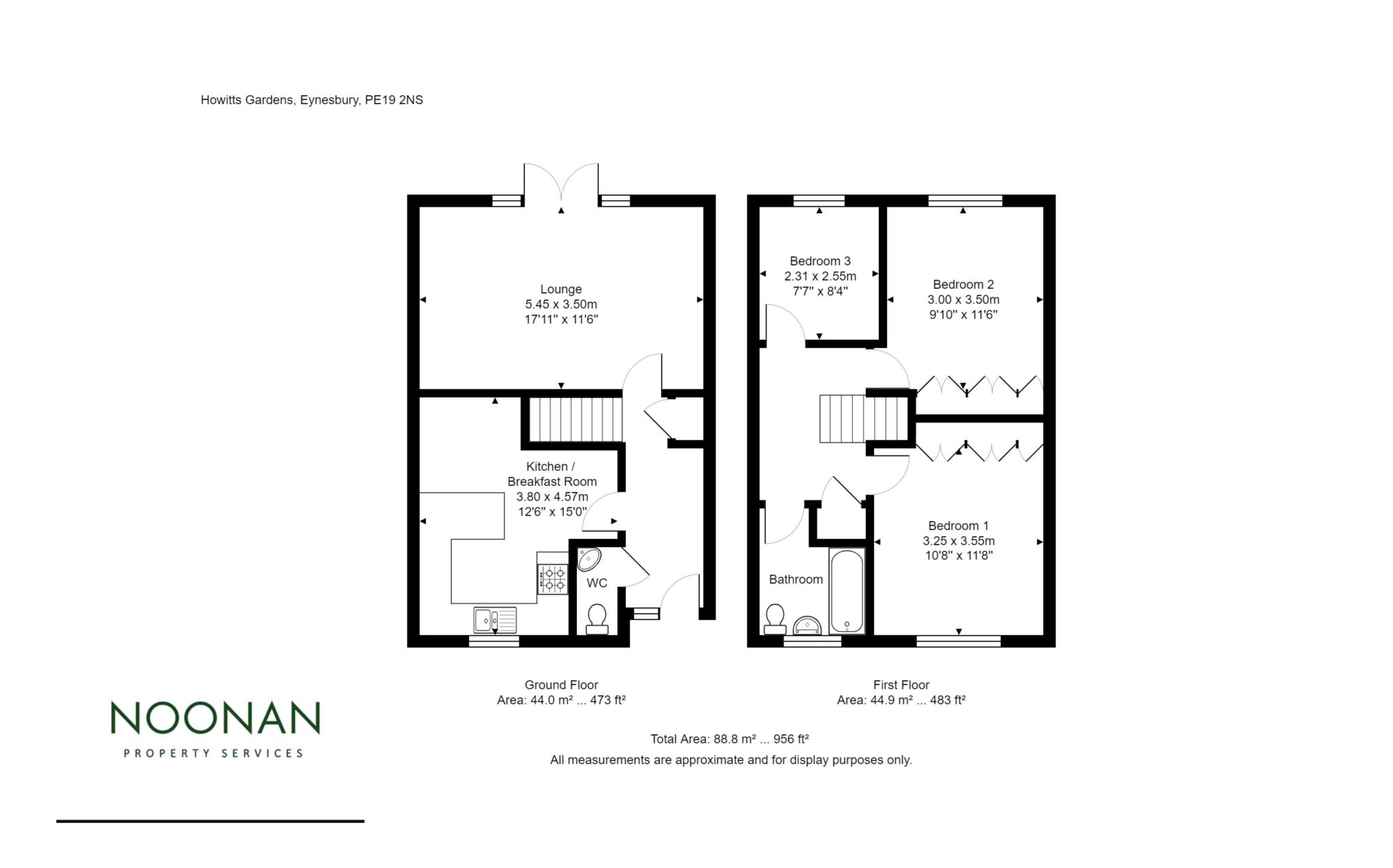 Howitts Gardens, St Neots PE19, 3 bedroom end terrace house for sale