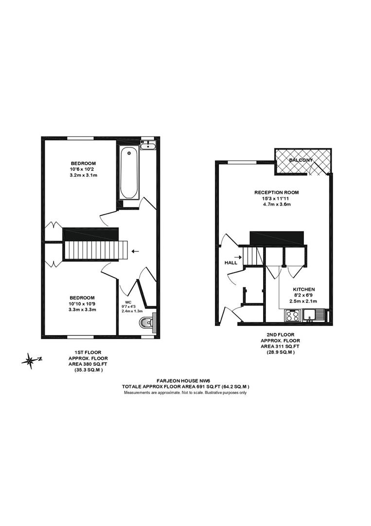 Flat 15 Farjeon House, Hilgrove Road, Swiss Cottage floorplan
