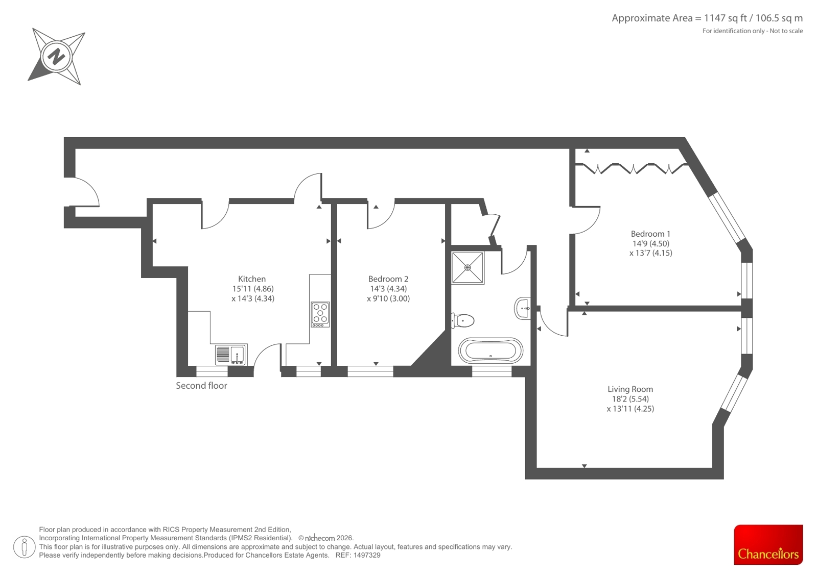 Flat 6B, Dunrobin Court, 389, Finchley Road, London floorplan