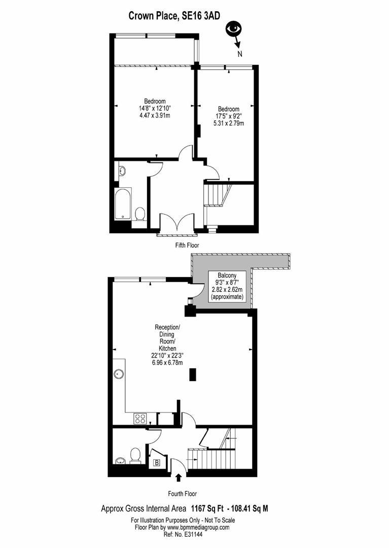 407, Crown Place Apartments, 20 Varcoe Road, London floorplan