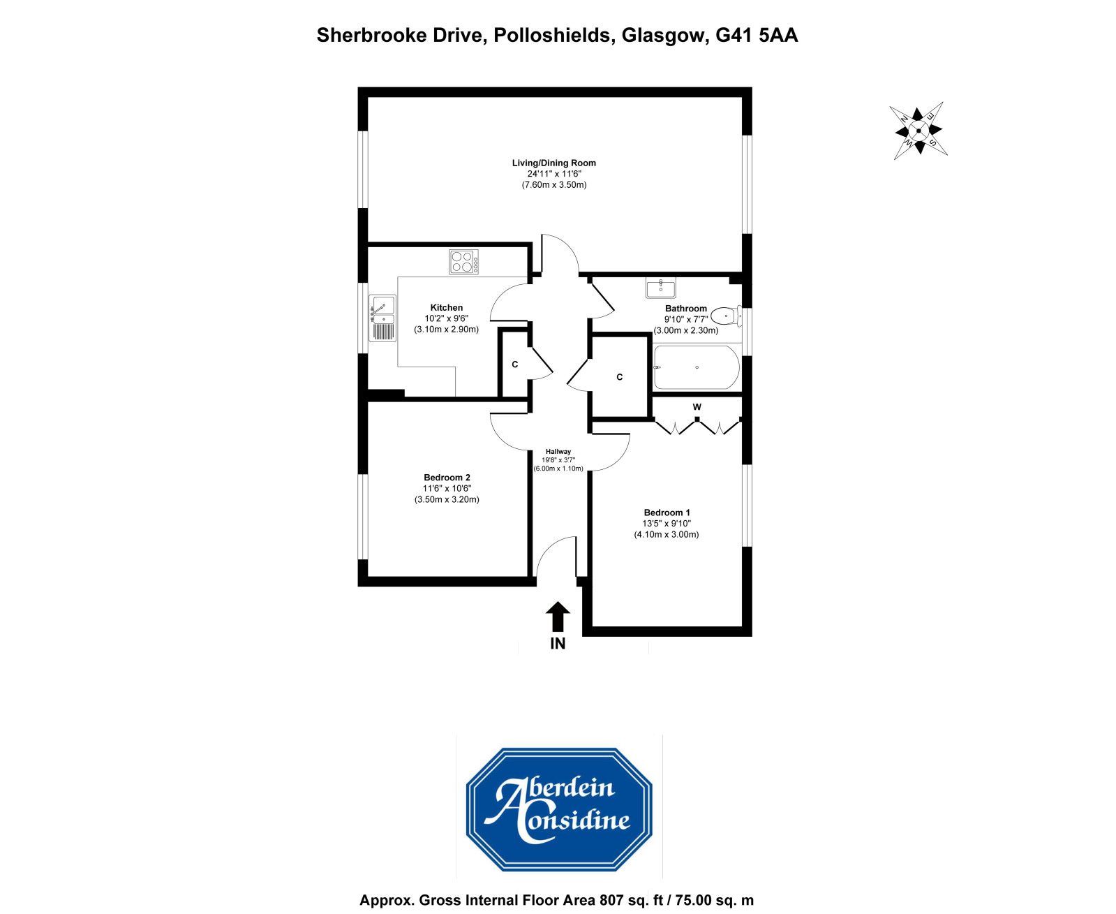 1/1, Sherbrooke Drive, Pollokshields, Glasgow G41, 2 bedroom flat for