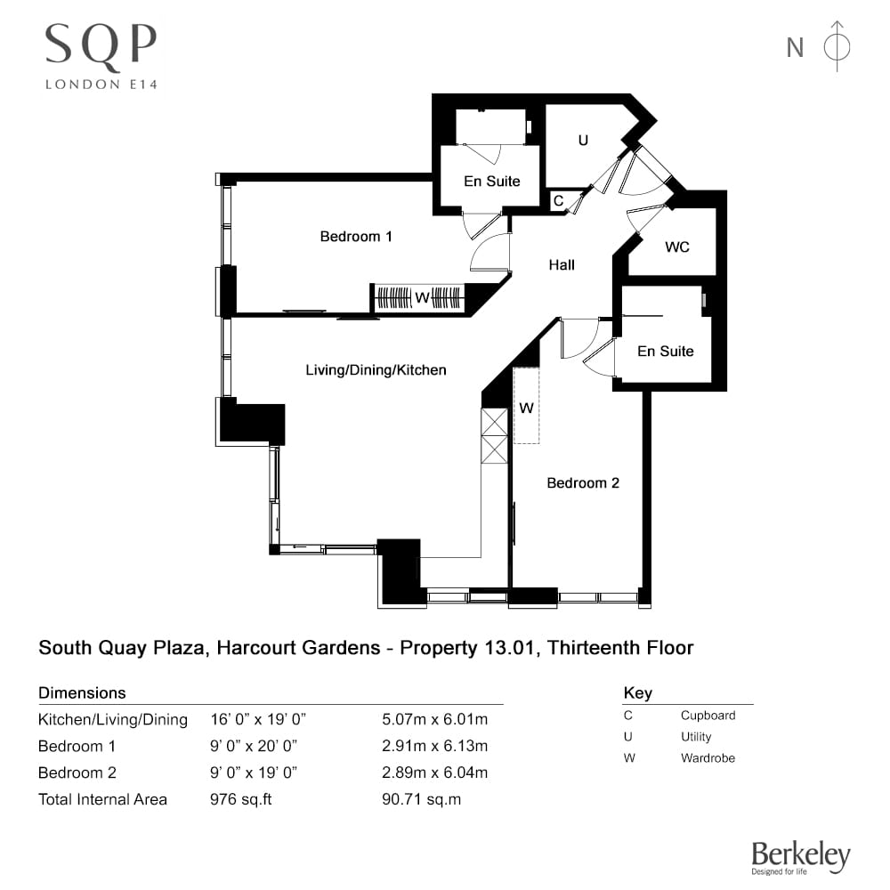 13.01, London, E14 9Ws, Canary Wharf floorplan