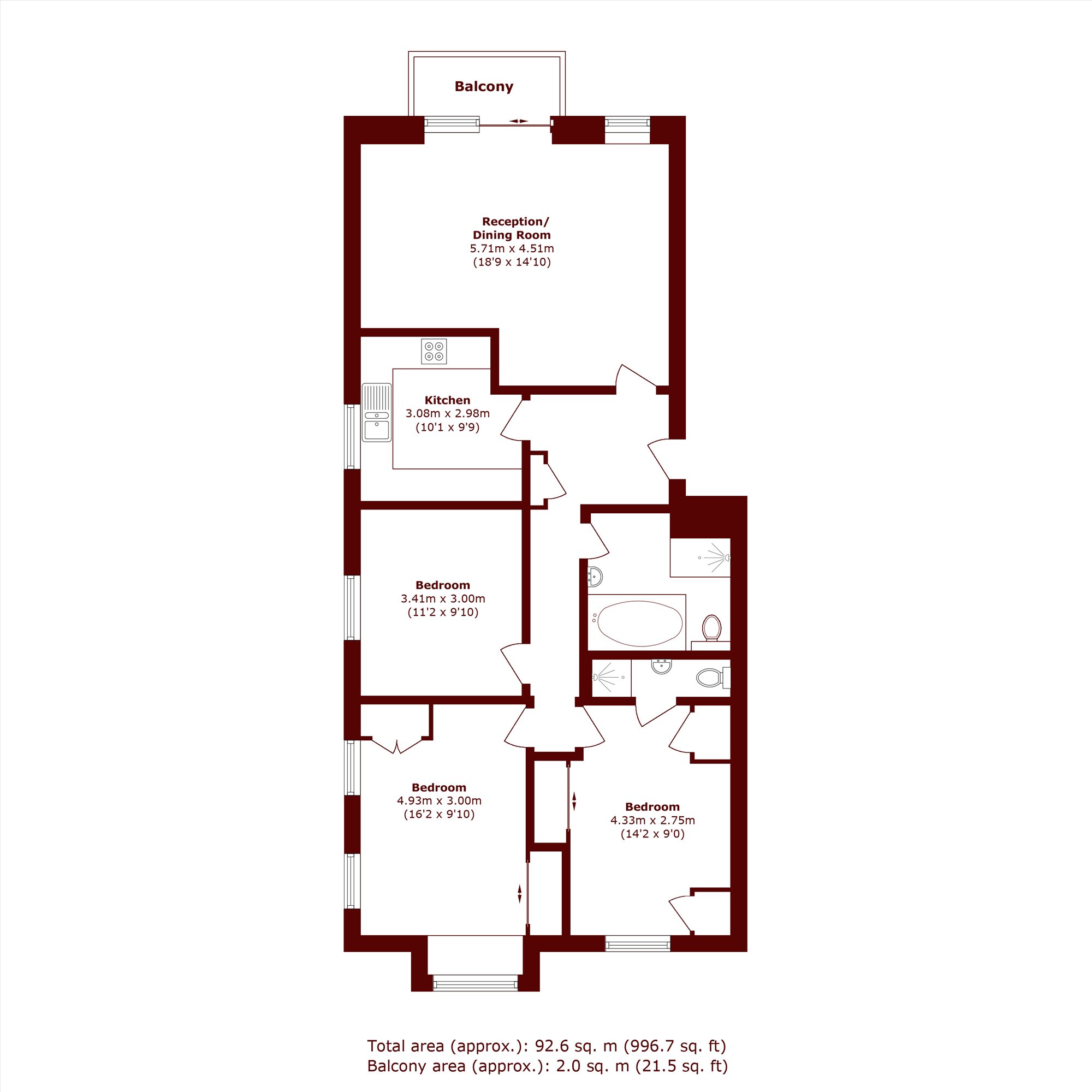 Flat 4, Tina Court, 43, Edge Hill, London floorplan