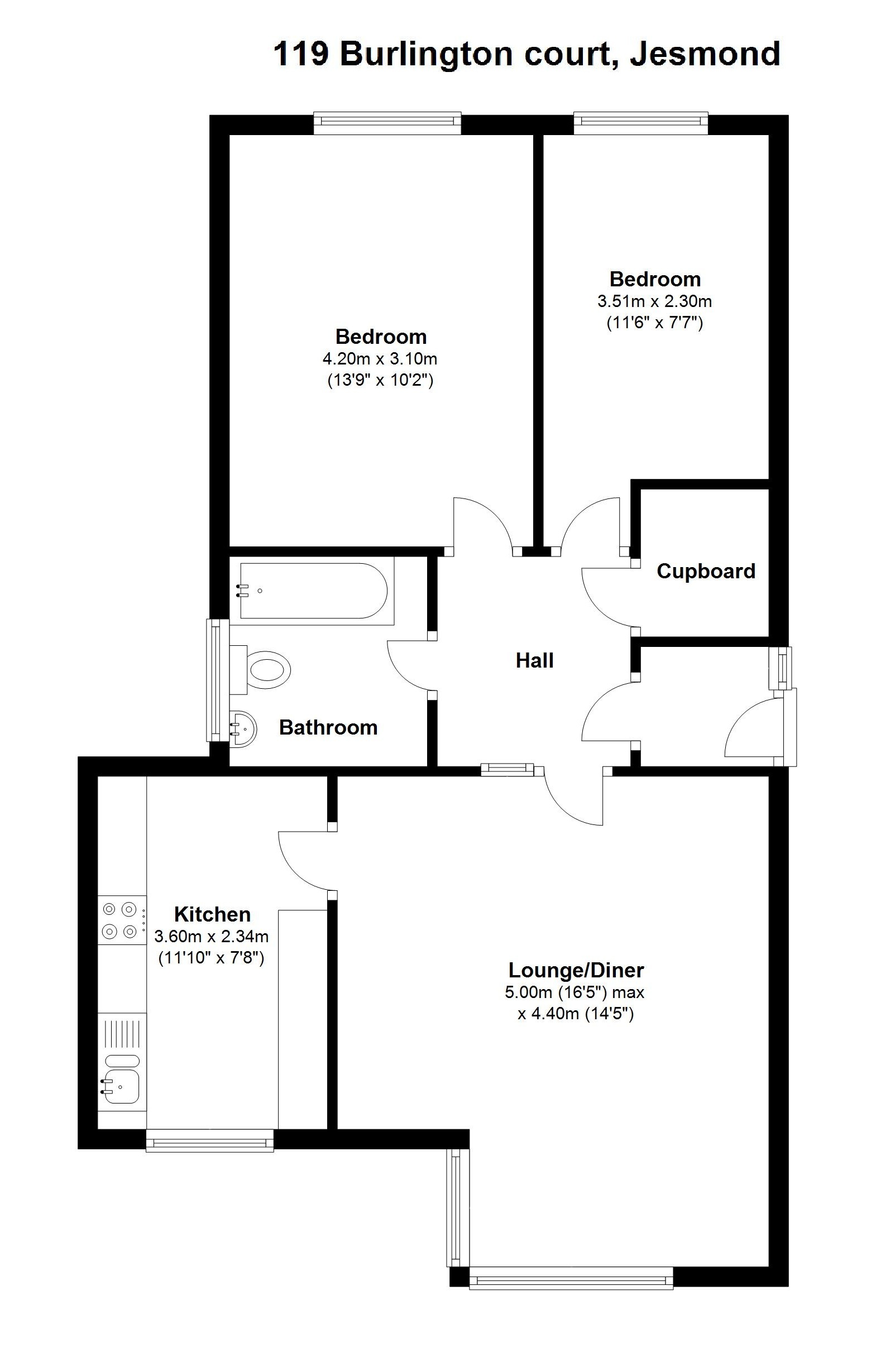 119, Burlington Court, Jesmond floorplan