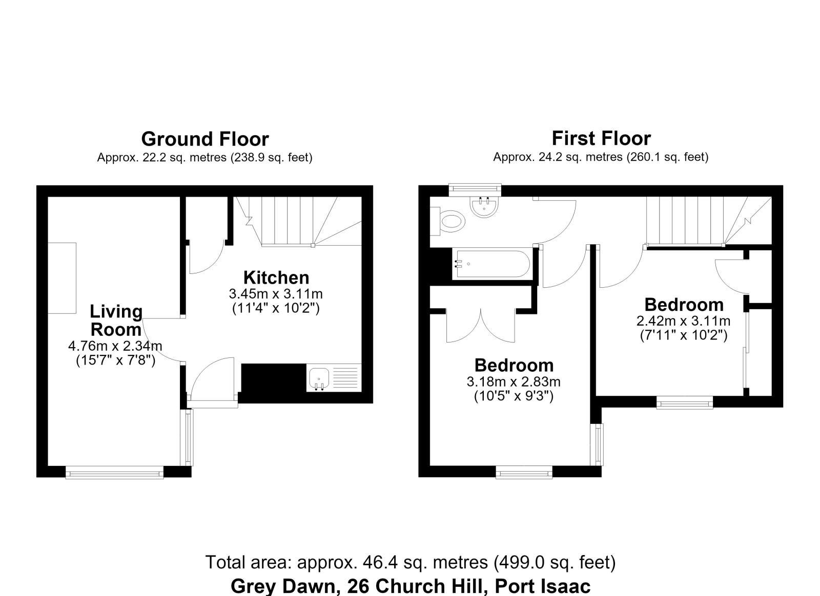 26 Church Hill, Port Isaac floorplan