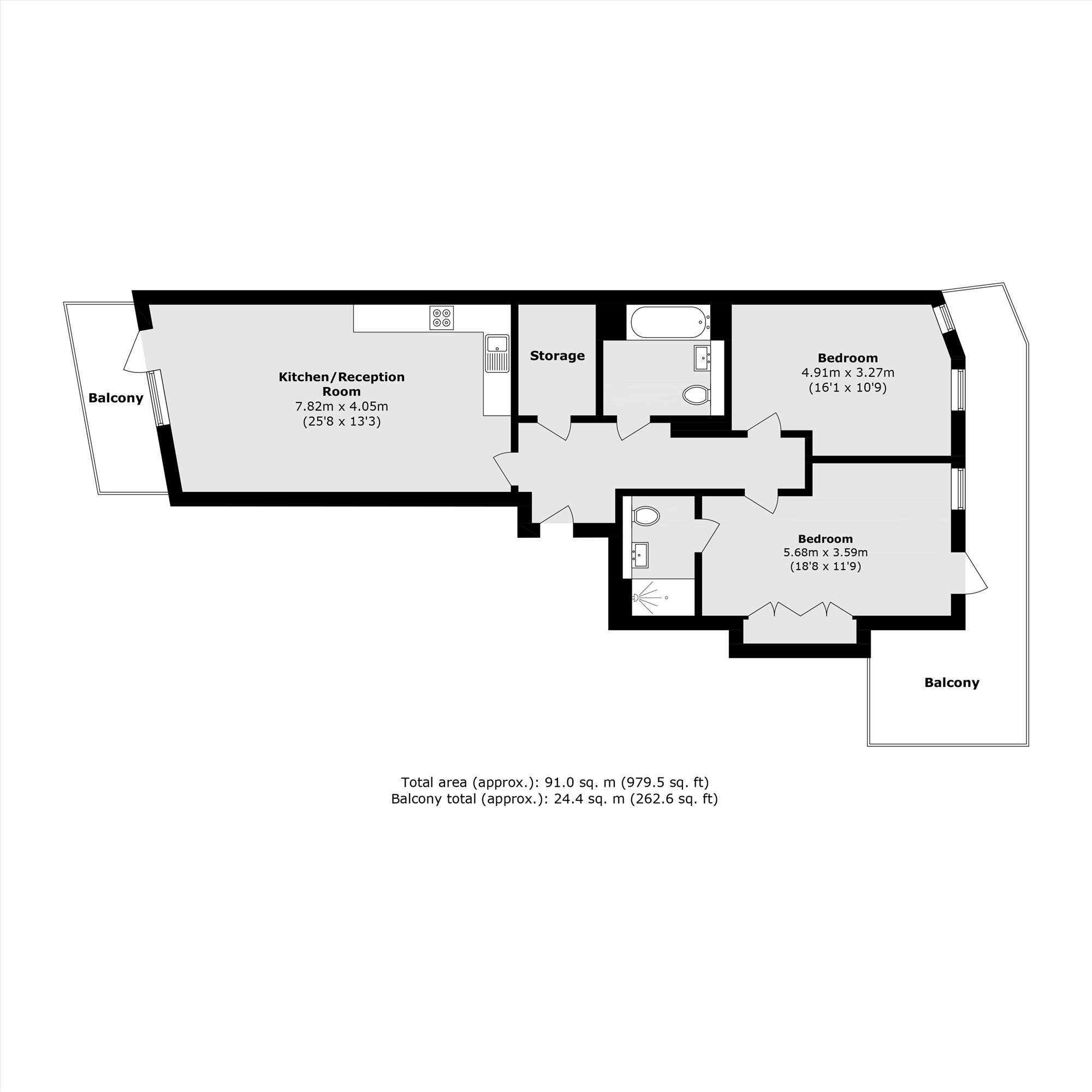Flat 34 Poldo House, 24, Cable Walk, Greenwich floorplan