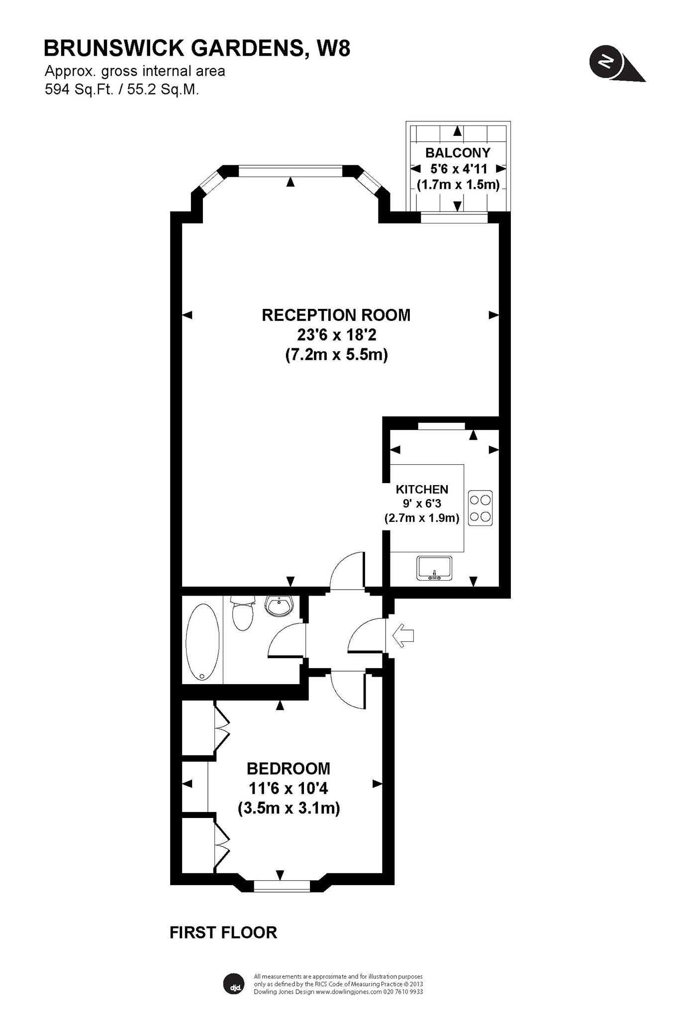 1 Bedrooms Flat to rent in Brunswick Gardens, London W8