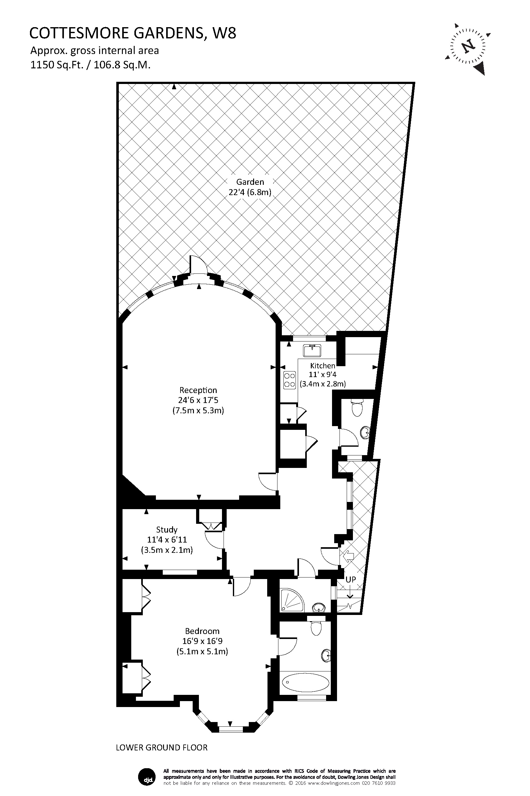 1 Bedrooms Flat to rent in Cottesmore Gardens, Kensington W8
