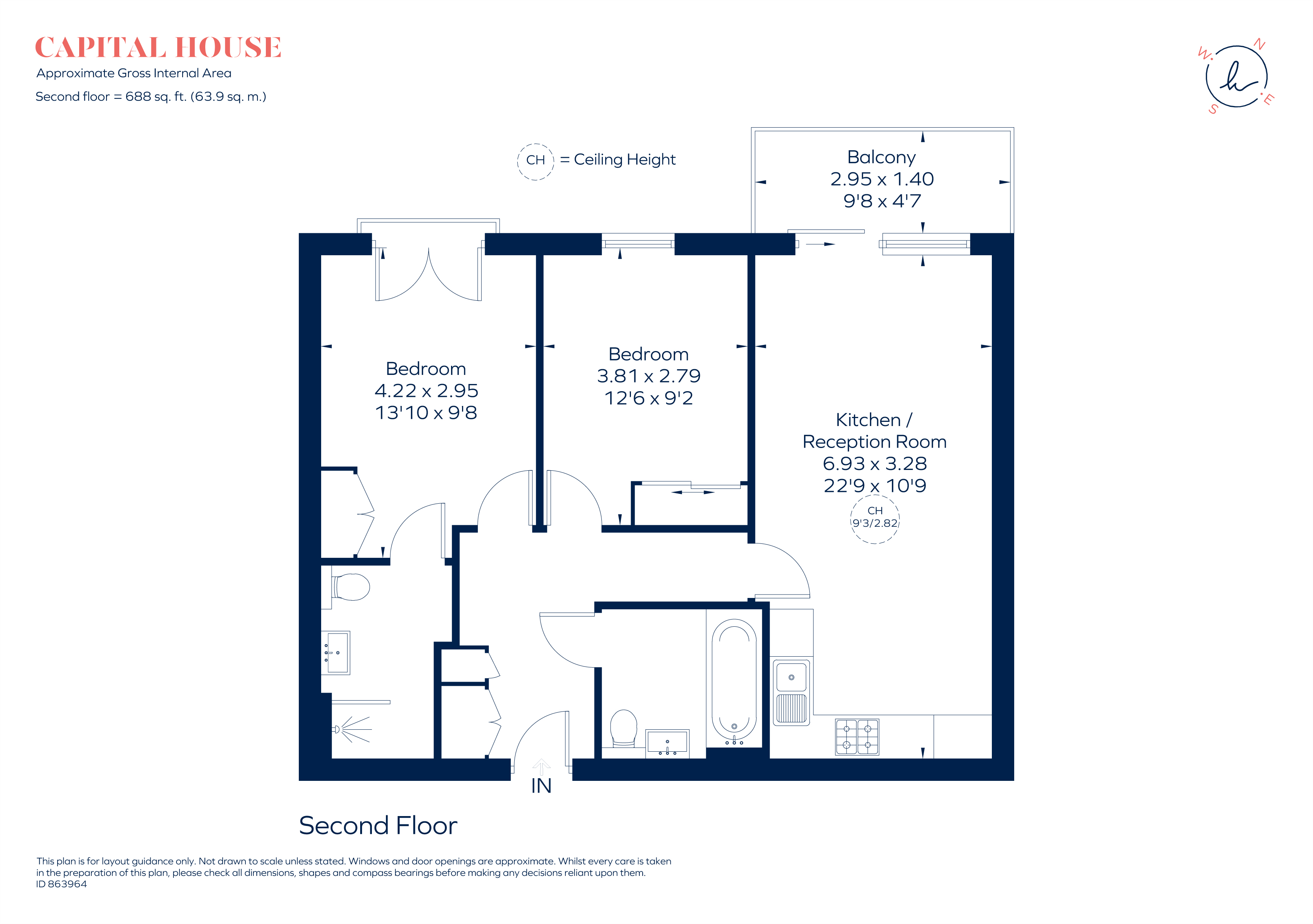 Apartment 204, Capital House, 4, Plaza Gardens, London floorplan