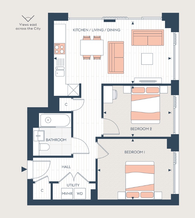 Plot 64 (Apartment 117) Ashted Wharf, Glasswater Locks, Birmingham floorplan