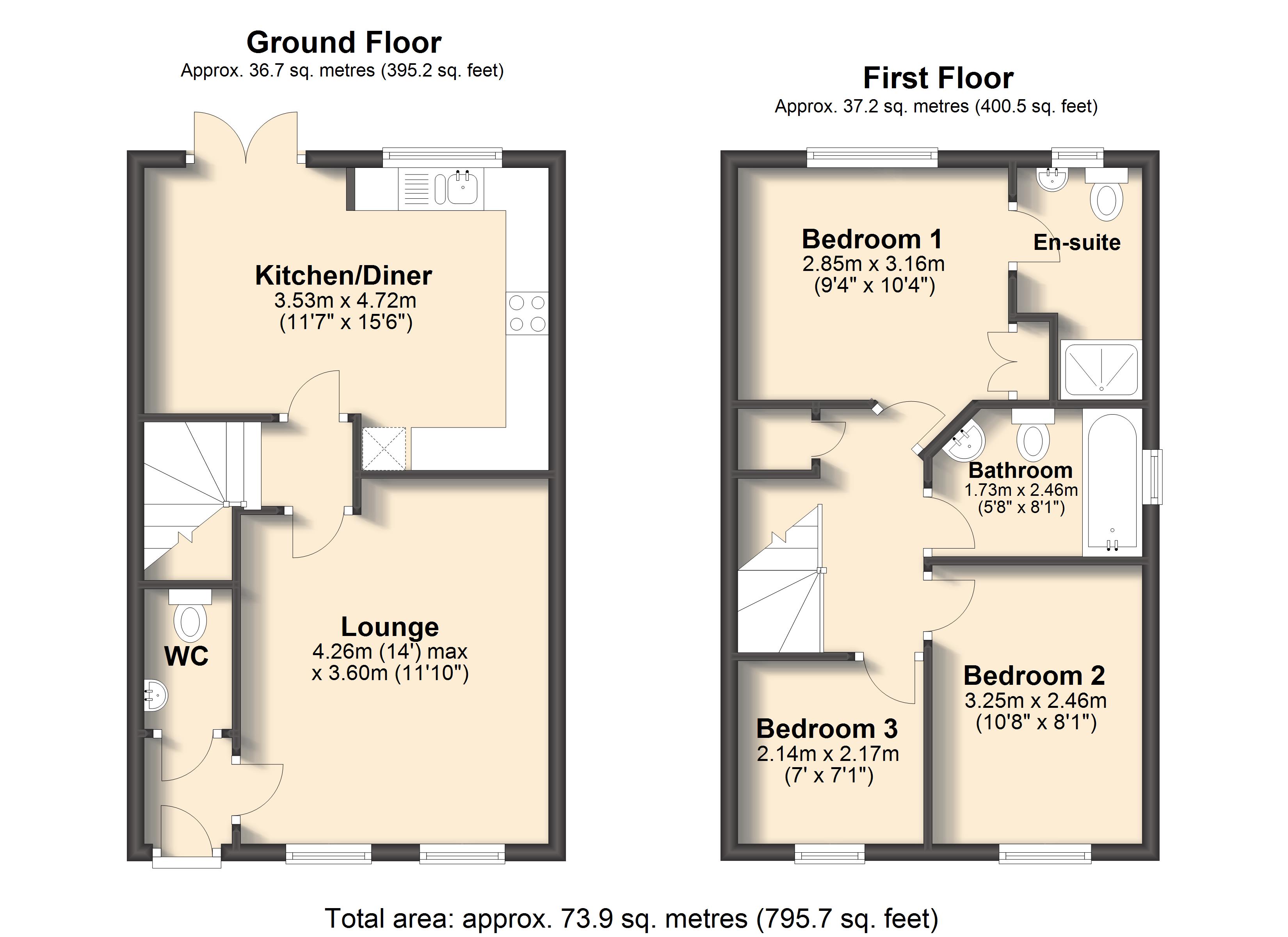3 Bedrooms End terrace house to rent in Church View Drive, Old Tupton, Chesterfield S42
