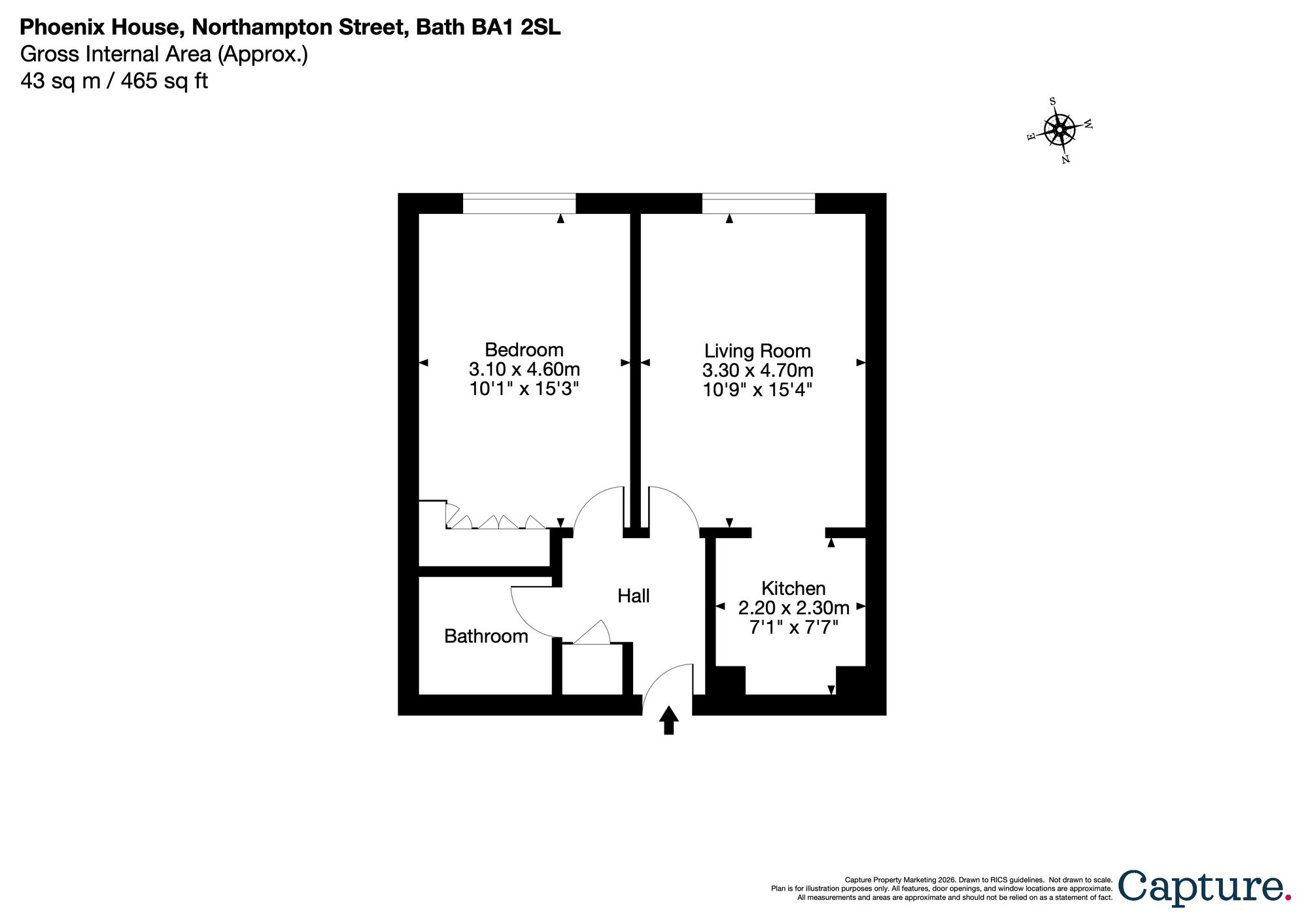 Flat 61, Phoenix House, Bath floorplan