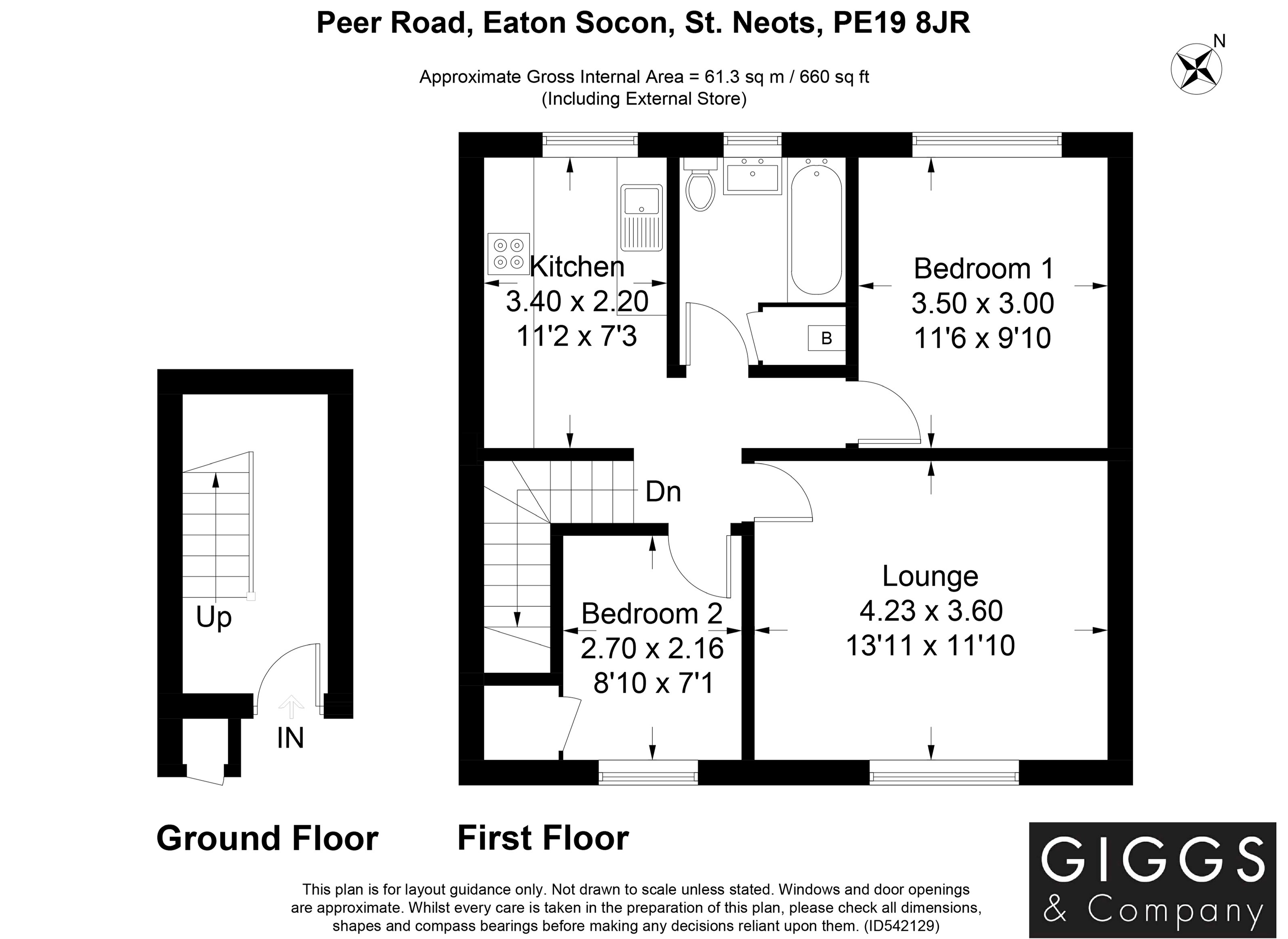 2 Bedrooms Maisonette for sale in Peer Road, Eaton Socon, St. Neots, Cambridgeshire PE19