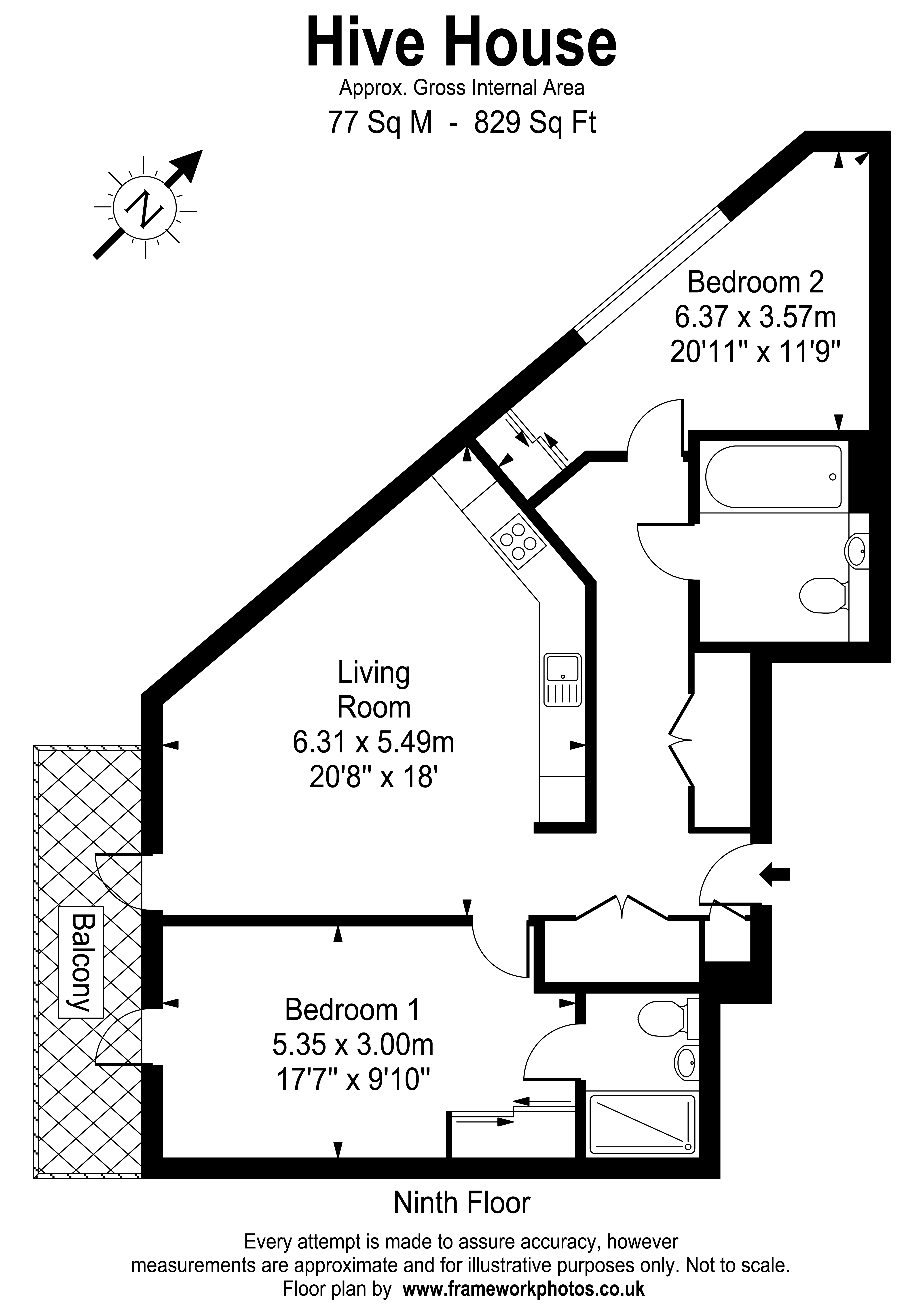 Flat 905, Hive House, 18, Capital Interchange Way, Brentford floorplan