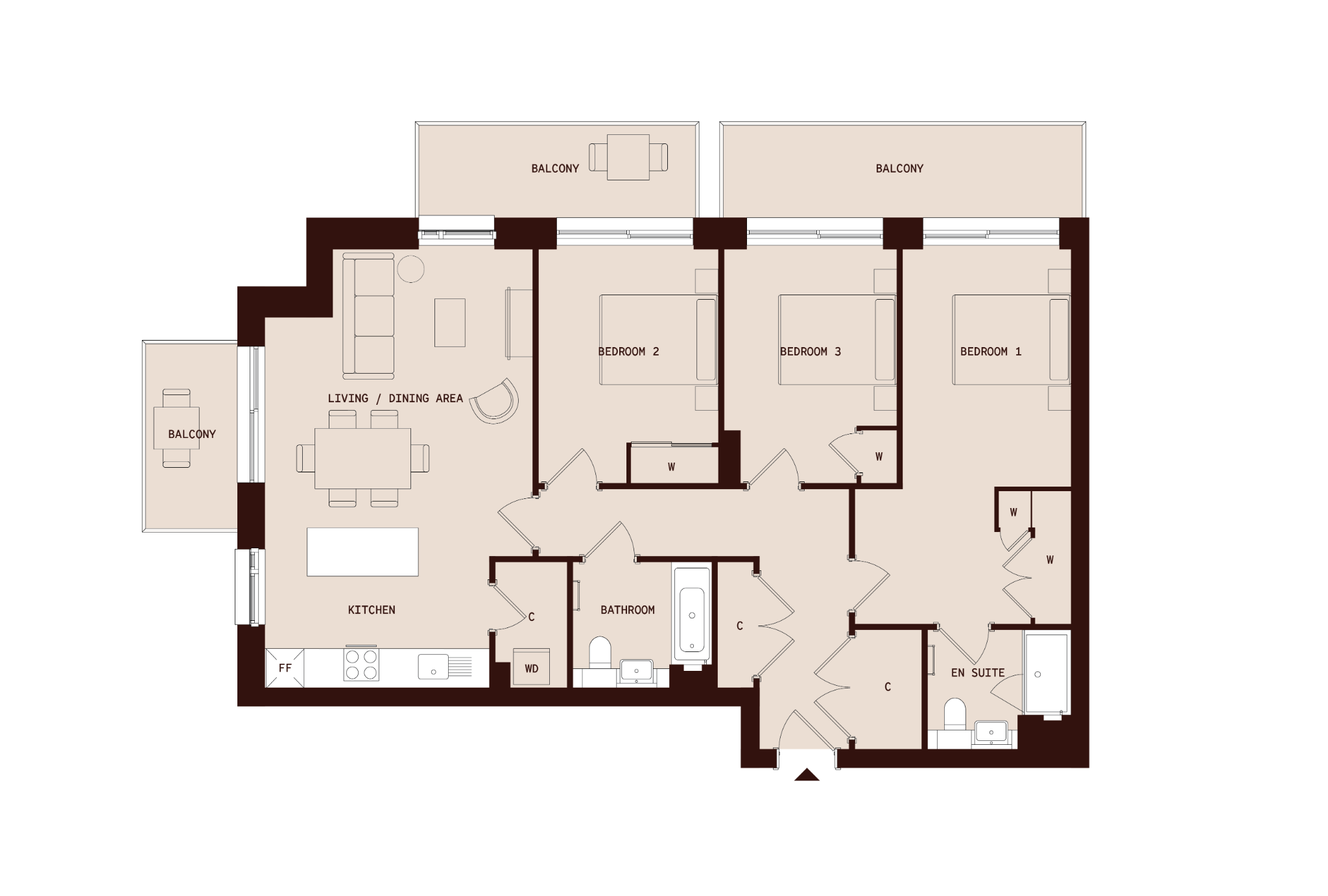 Flat 624, Delfino House, 21 Beaufort Square, Colindale floorplan