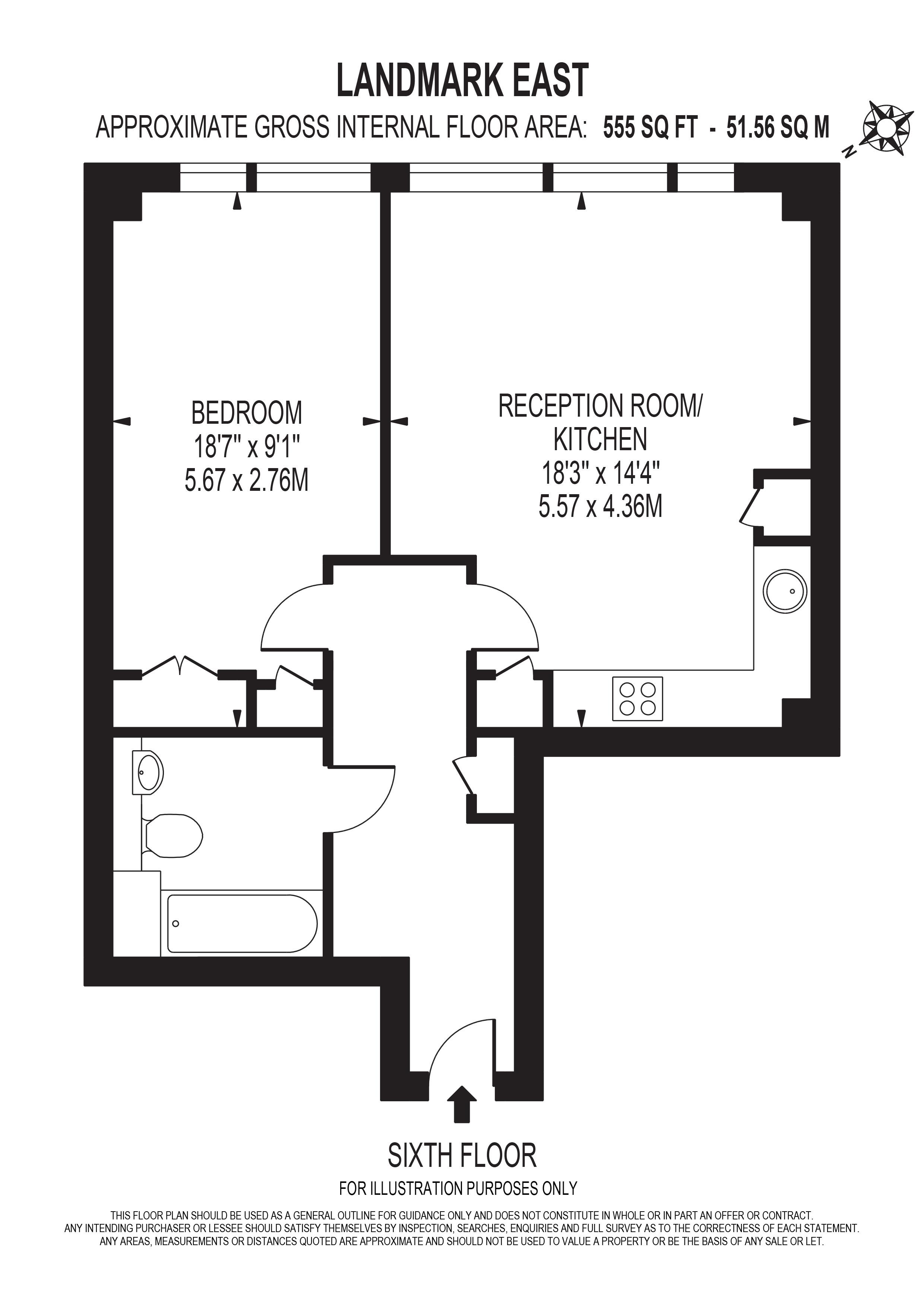 1 Bedrooms Flat to rent in Landmark East Tower, Canary Wharf, London E14