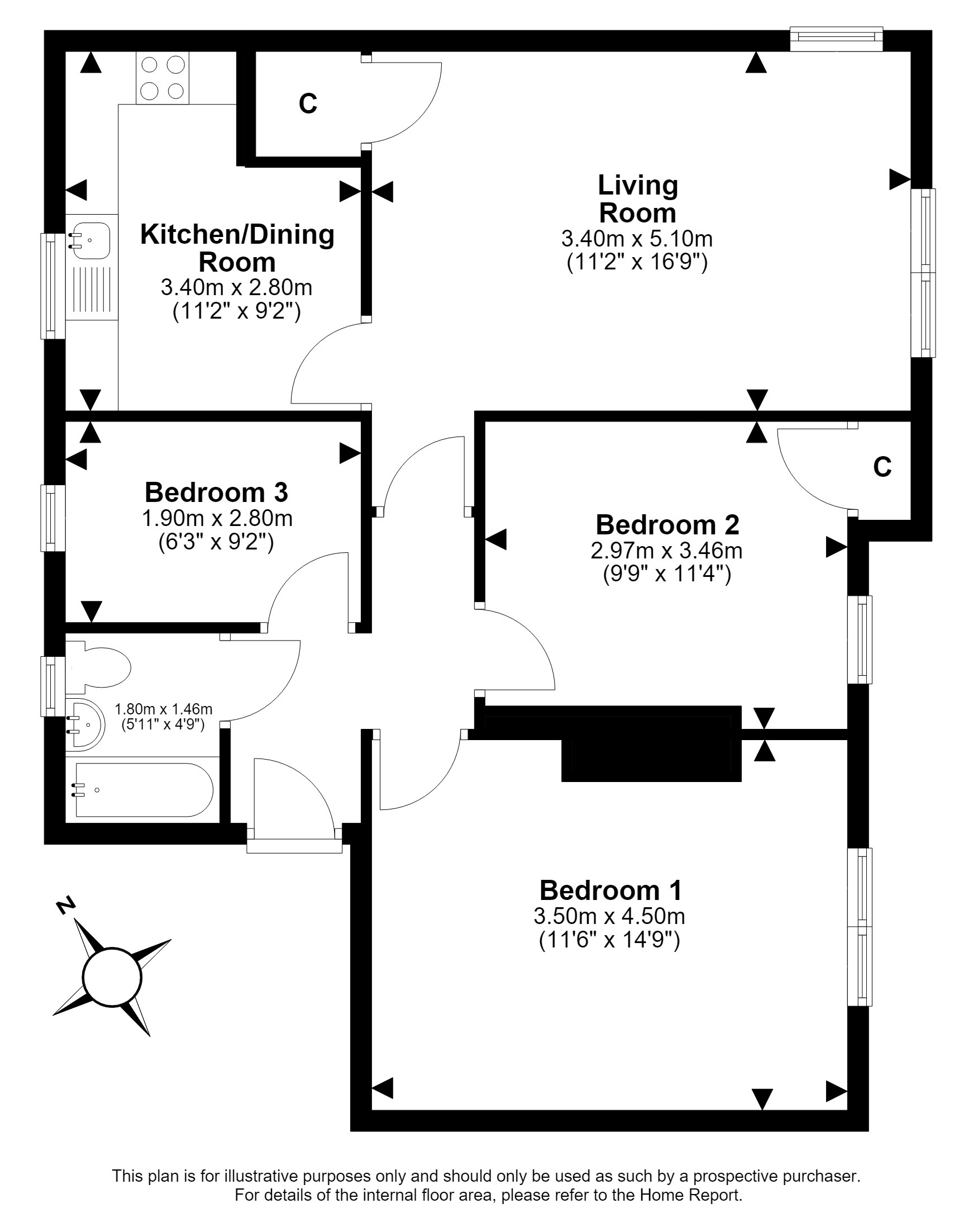 9/6, Boswall Parkway, Edinburgh floorplan