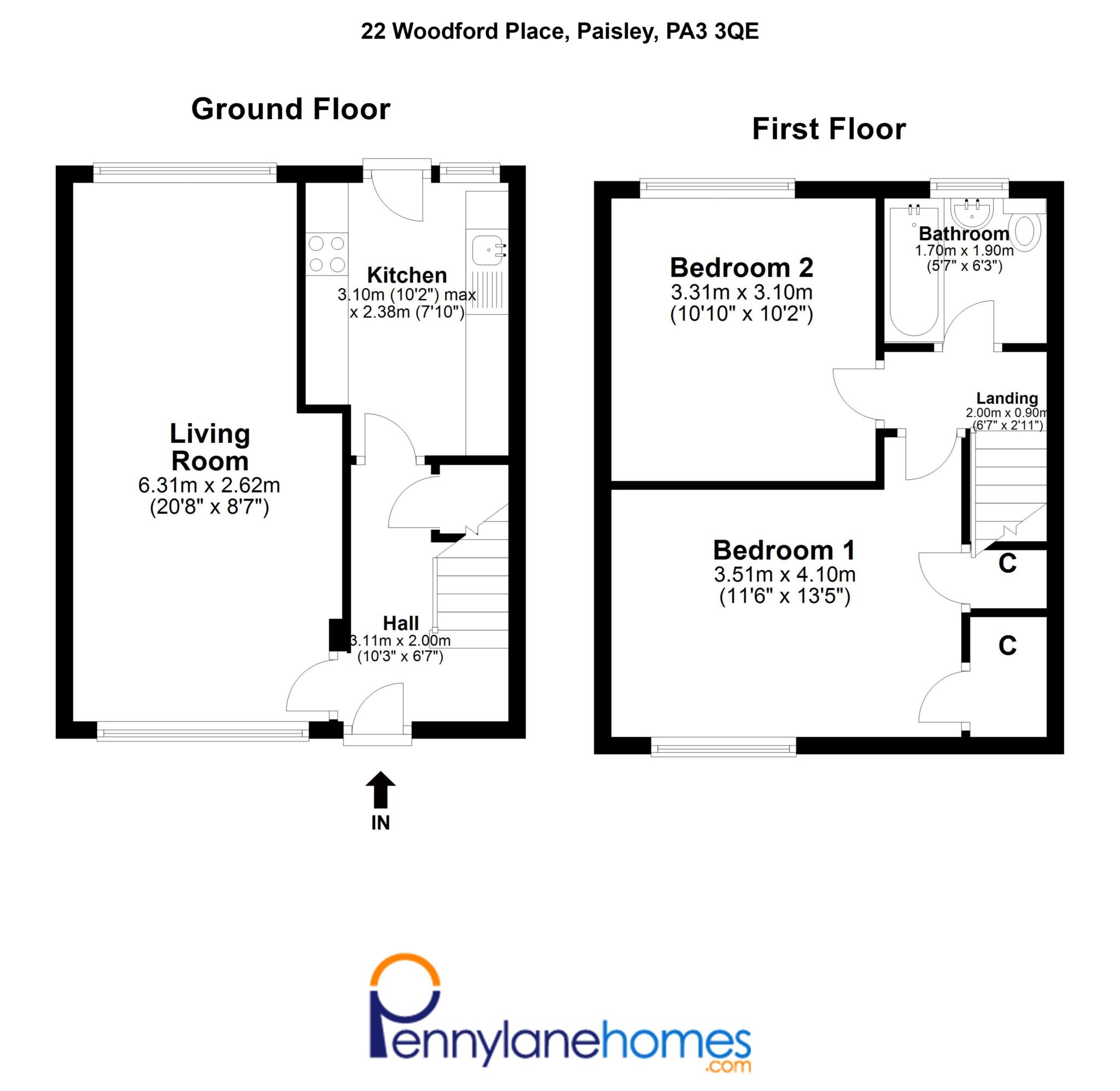 2 Bedrooms Terraced house for sale in Woodford Place, Linwood, Paisley PA3