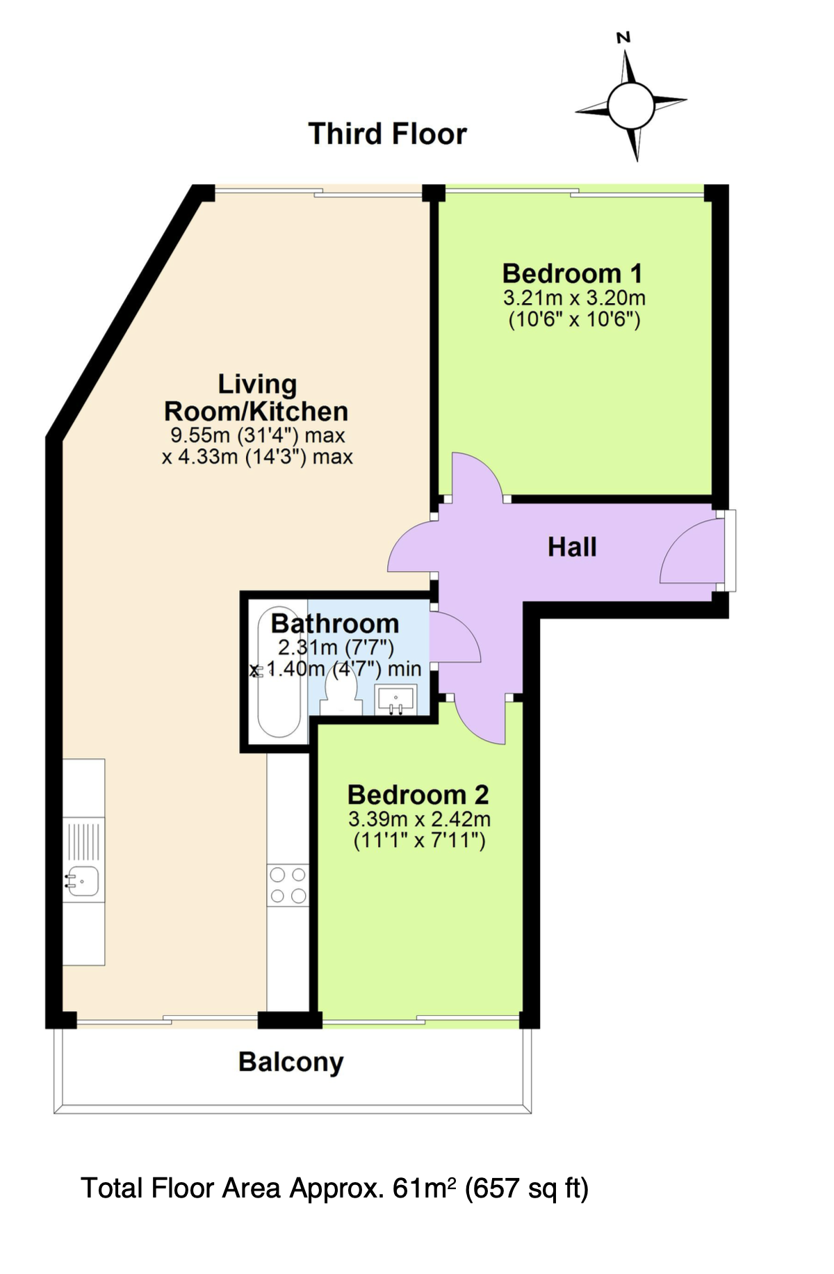 Flat 6 Lyons House, 7 Station Place, Swanage floorplan