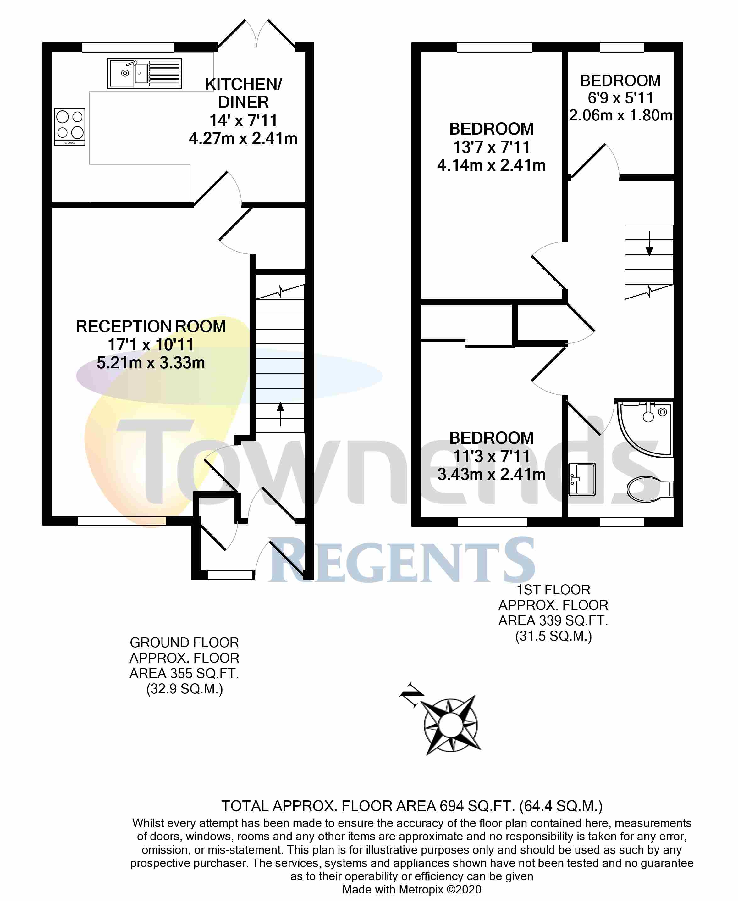 3 bed terraced house for sale in Stevens Close, Hampton, Surrey TW12