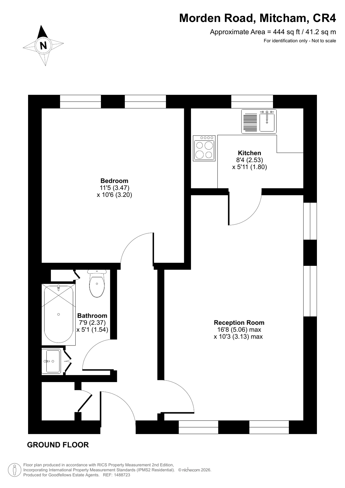 Flat 2, Amber Court, 27, Morden Road, Mitcham floorplan