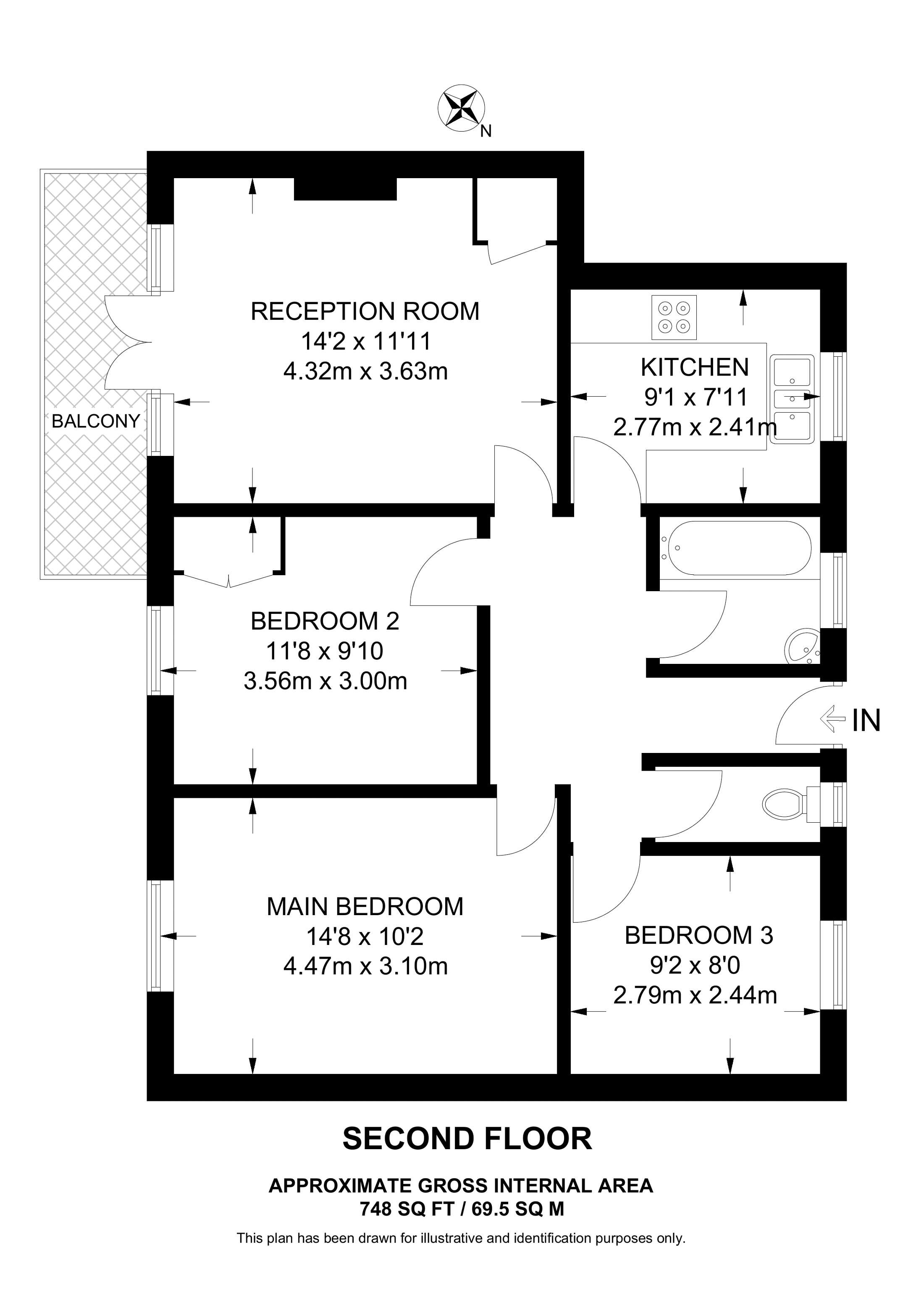 Broomwood Road, Between The Commons, London SW11, 3 bedroom flat for