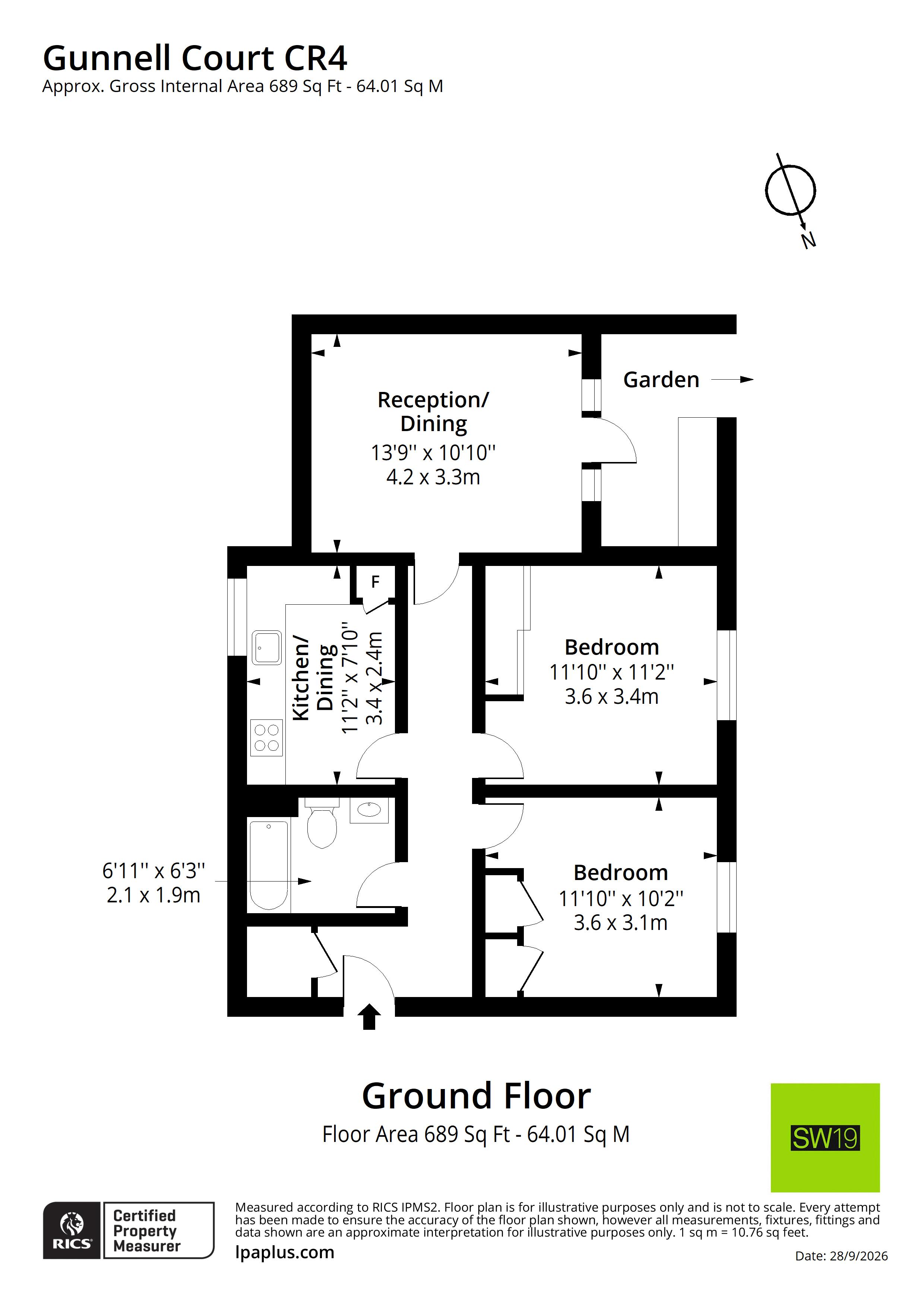Flat 3, Gunnell Court, Appleton Square, Mitcham floorplan