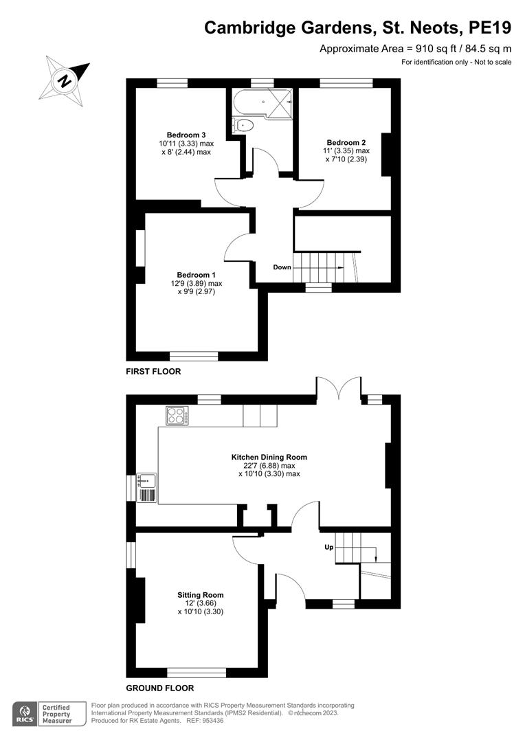Cambridge Gardens, St. Neots PE19, 3 bedroom semidetached house for