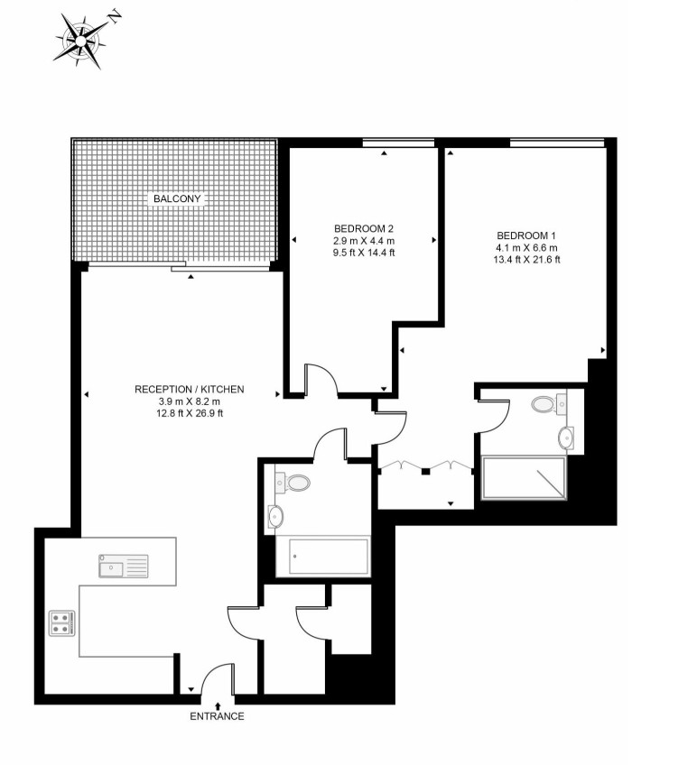 Apartment 46, Kensington House, Battersea floorplan