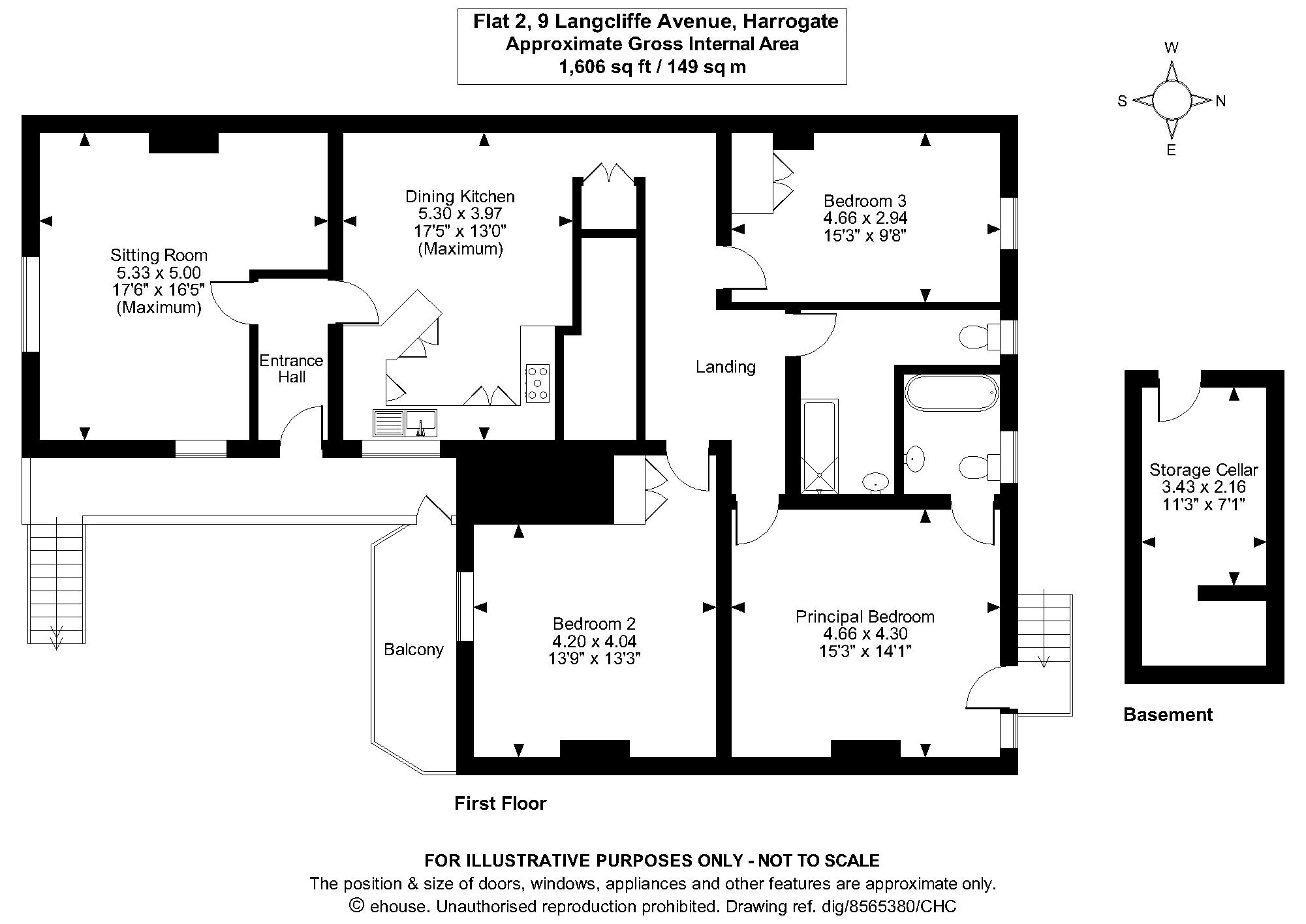 Flat 2, 9 Langcliffe Avenue, Harrogate, North Yorkshire HG2, 3 bedroom