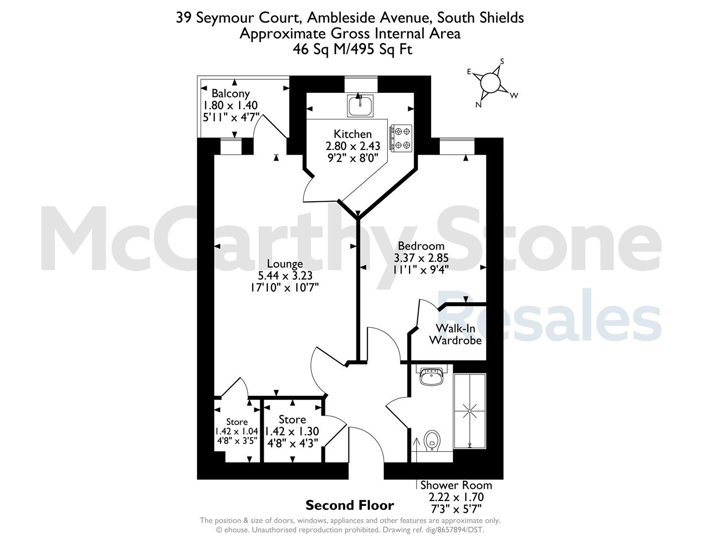 39 Seymour Court, Ambleside Avenue, South Shields floorplan