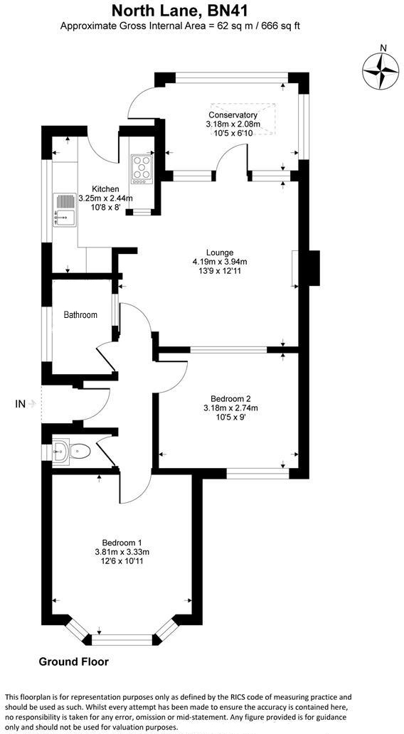 North Lane, Portslade, Brighton BN41, 2 bedroom bungalow for sale