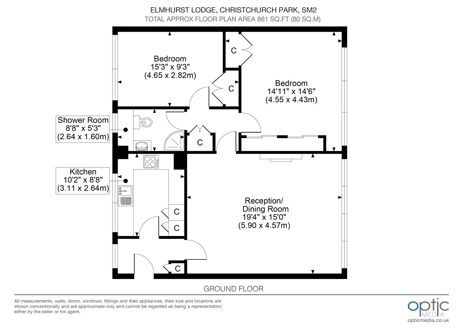 13, Elmhurst Lodge, Christchurch Park, Sutton floorplan