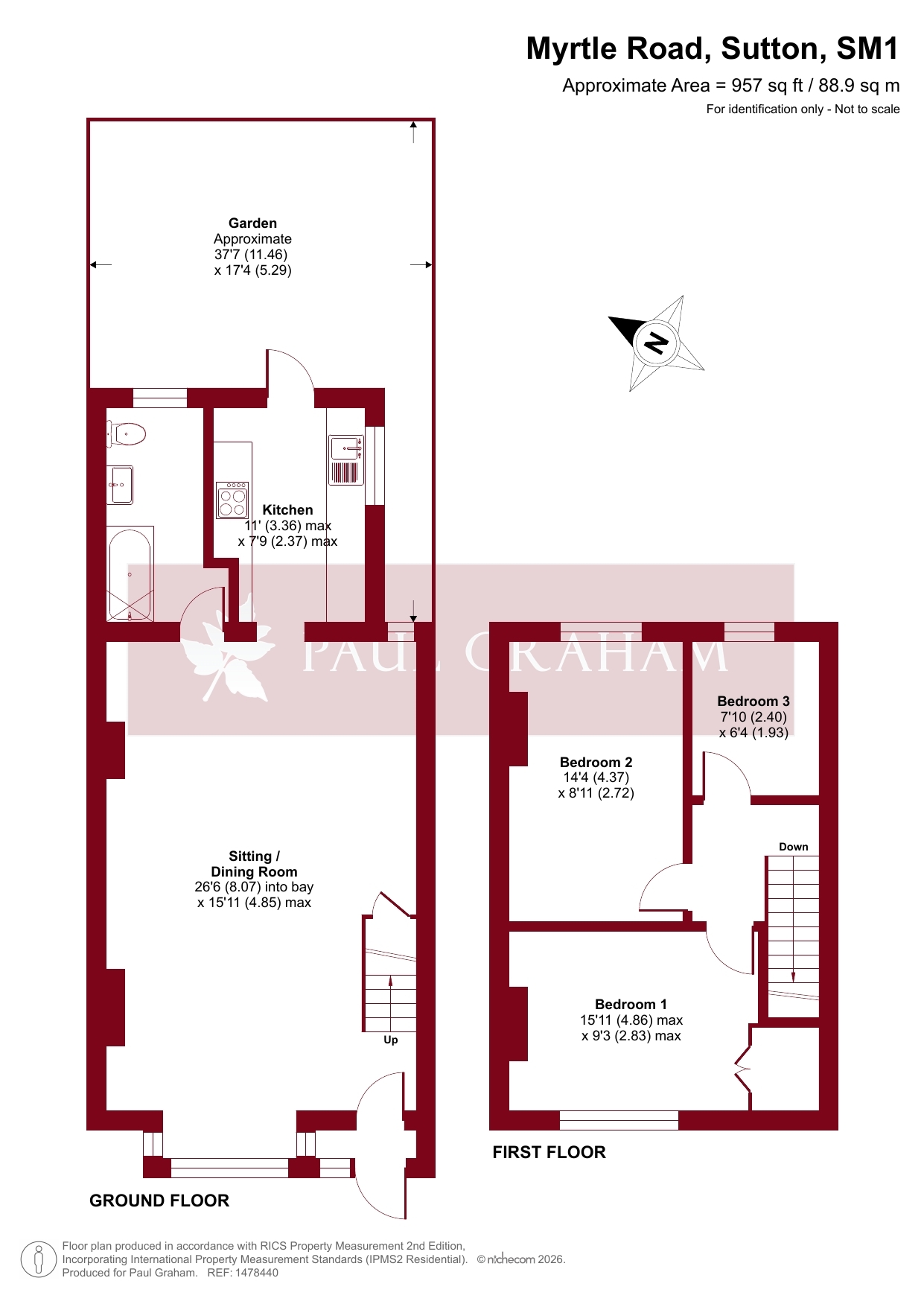 62, Myrtle Road, Sutton floorplan